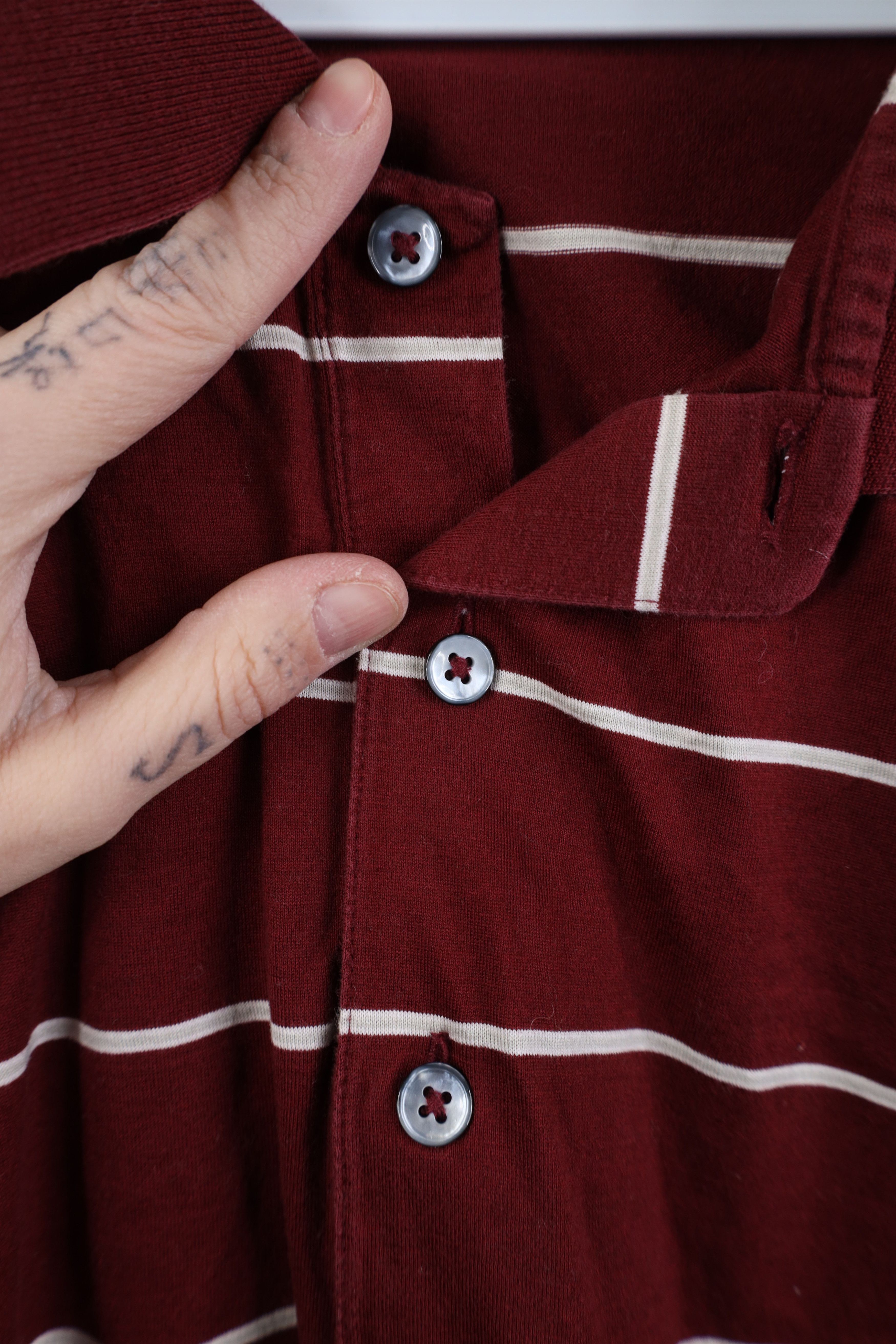 Vintage Vintage 90s Streetwear Striped Long Sleeve Golf Polo Red Size US XL / EU 56 / 4 - 4 Thumbnail