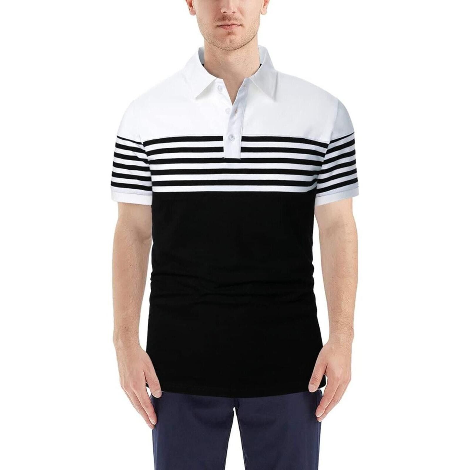 Other 2XL Men's Polo Shirt Short Sleeve Striped Casual Slim Fit Size US XXL / EU 58 / 5 - 2 Thumbnail