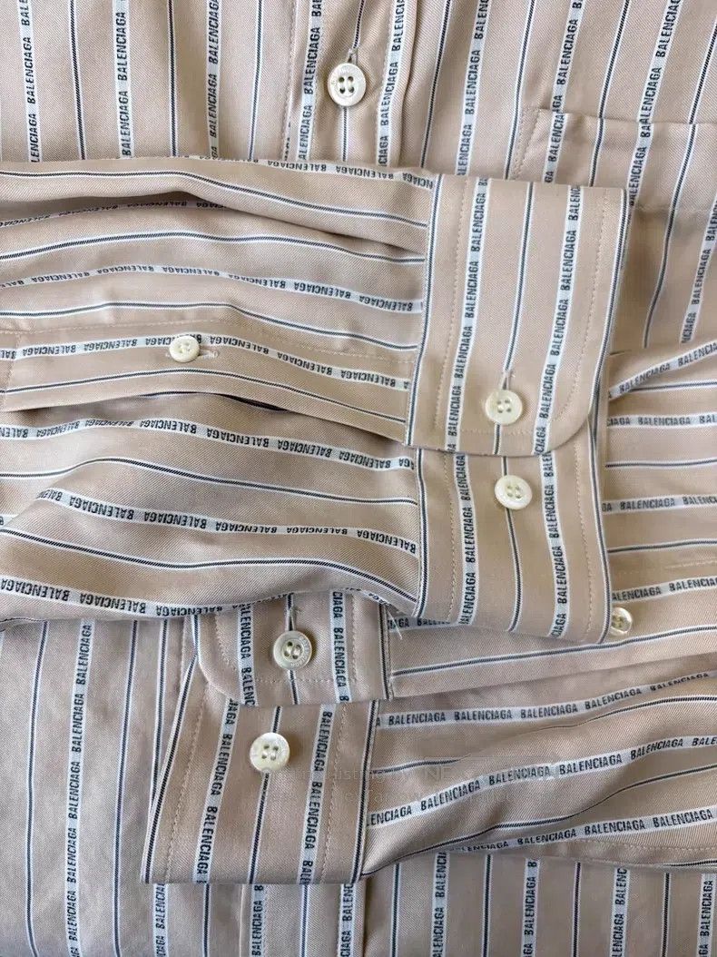 Balenciaga Balenciaga Khaki Striped Printed Shirt Size XS / US 0-2 / IT 36-38 - 4 Thumbnail