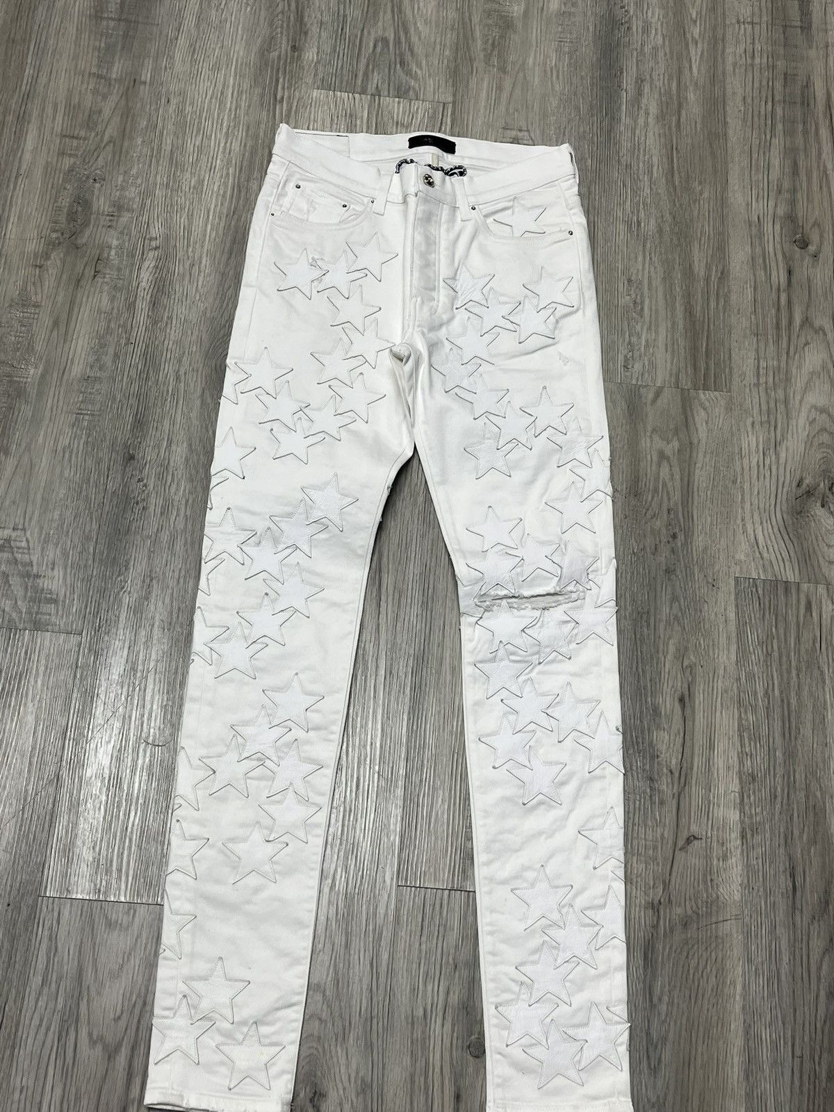 Amiri Amiri MX1 Chemist Jeans Triple White Stars White Denim Size US 32 / EU 48 - 1 Thumbnail
