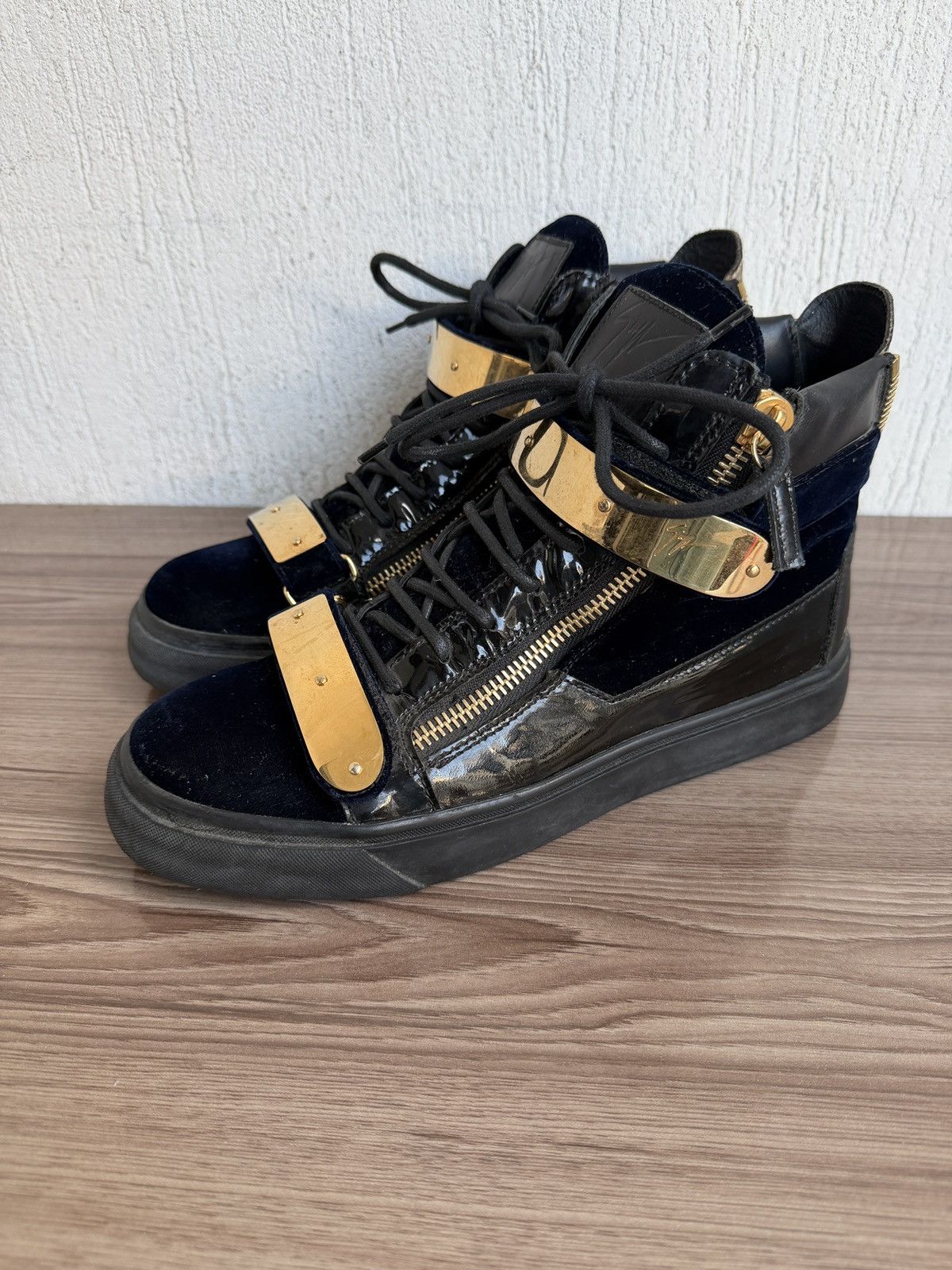 Giuseppe Zanotti chained double zip velvet sneaker Size US 8.5 / EU 41-42 - 3 Thumbnail