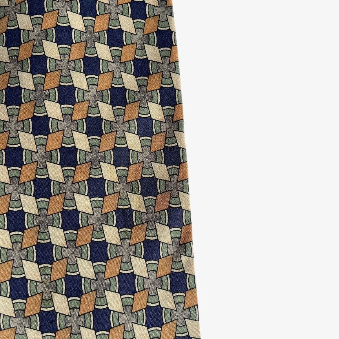 Valentino Vintage 90s Valentino Geometric Abstract Print Navy Silk Tie Size ONE SIZE - 6 Thumbnail