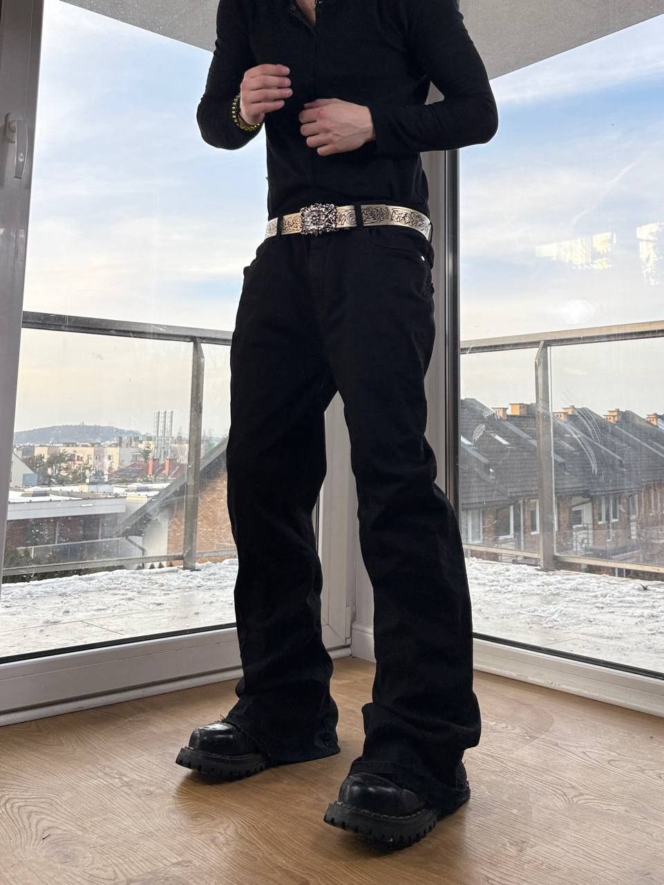 Japanese Brand flare bootcut custom black jeans Size US 34 / EU 50 - 7 Thumbnail