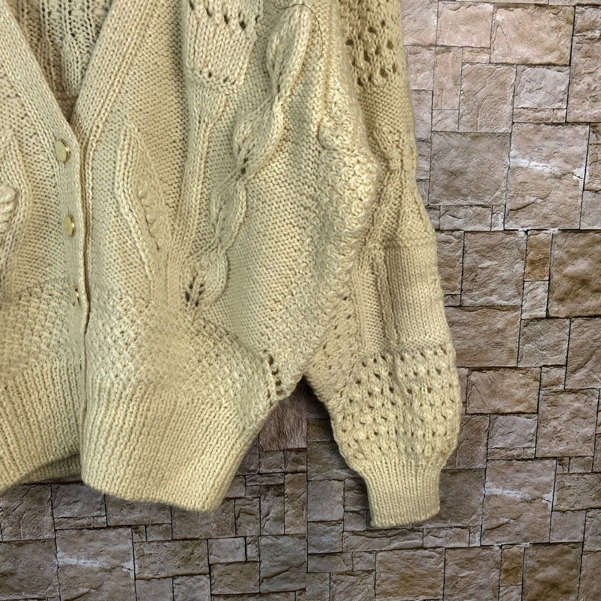 Homespun Knitwear × Japanese Brand Japan vintage crochet Brown Cardigan Knitwear #A1229 Size US M / EU 48-50 / 2 - 8 Thumbnail