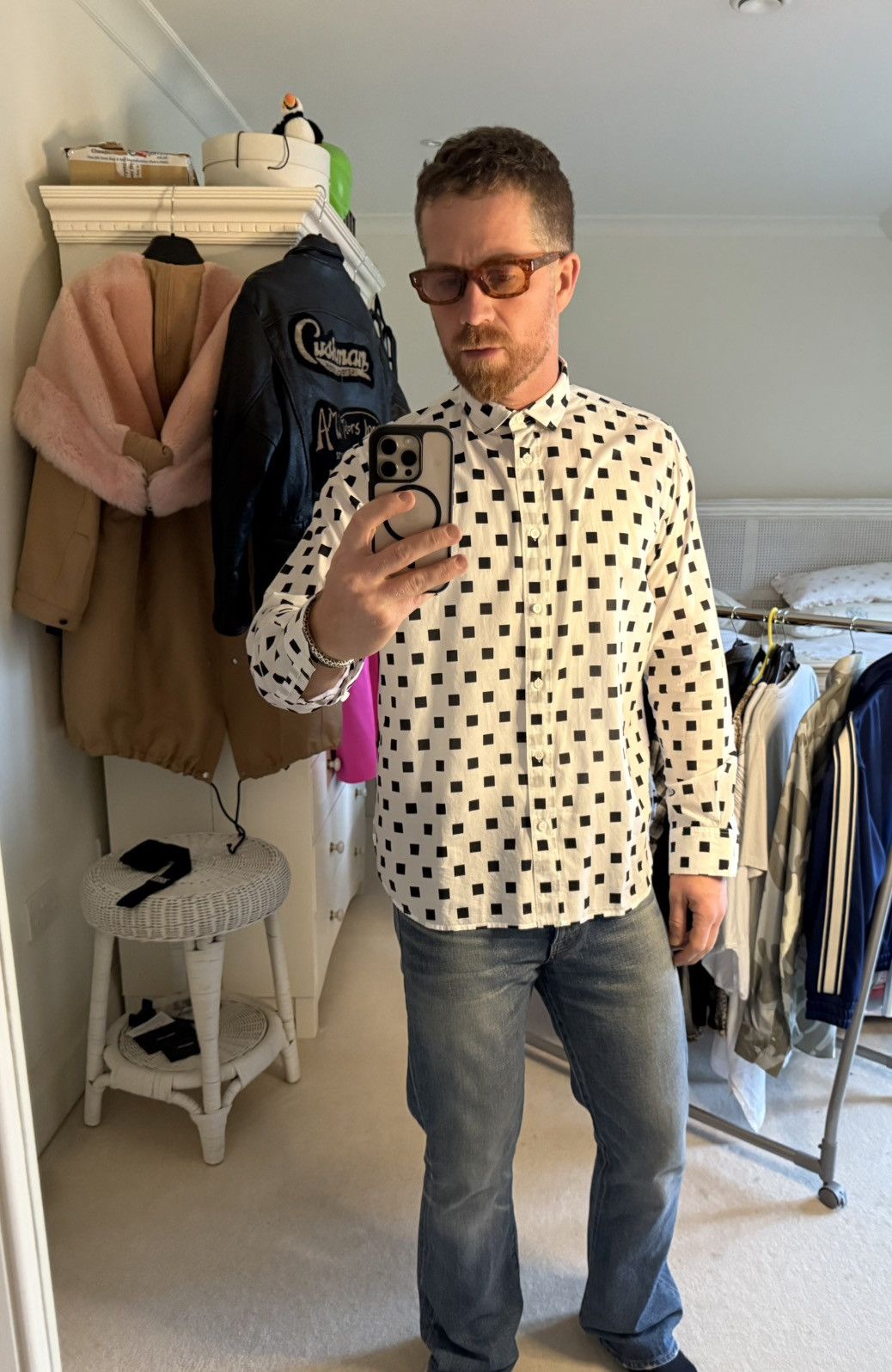 Saint Laurent Paris SS13 Saint Laurent square polka dot white shirt Hedi Slimane Size US M / EU 48-50 / 2 - 6 Thumbnail