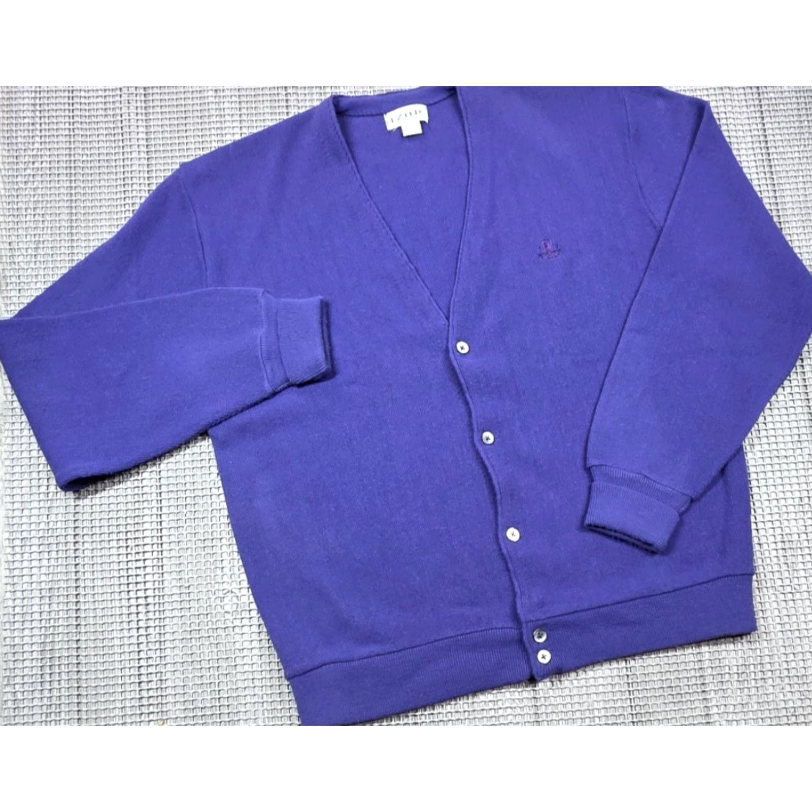Izod VINTAGE Izod Cardigan Sweater Mens XL Purple Acrylic Made In USA Dad Sweater Size US XL / EU 56 / 4 - 2 Thumbnail