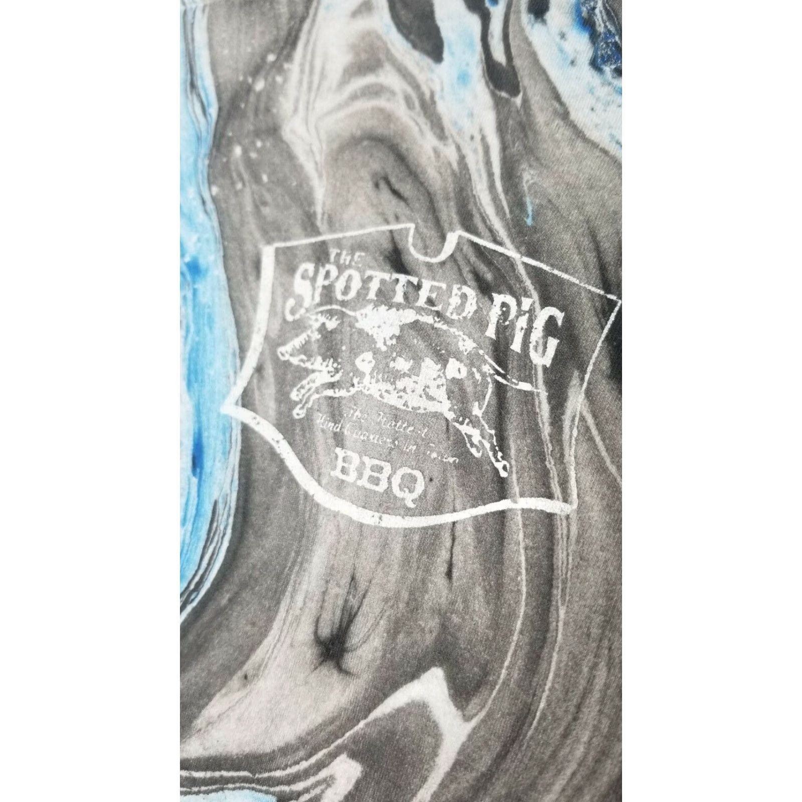 Vintage VINTAGE Mens L MARBLE BLUE T Shirt The Spotted Pig Bar-B-Que Fairplay SC Size US L / EU 52-54 / 3 - 3 Thumbnail