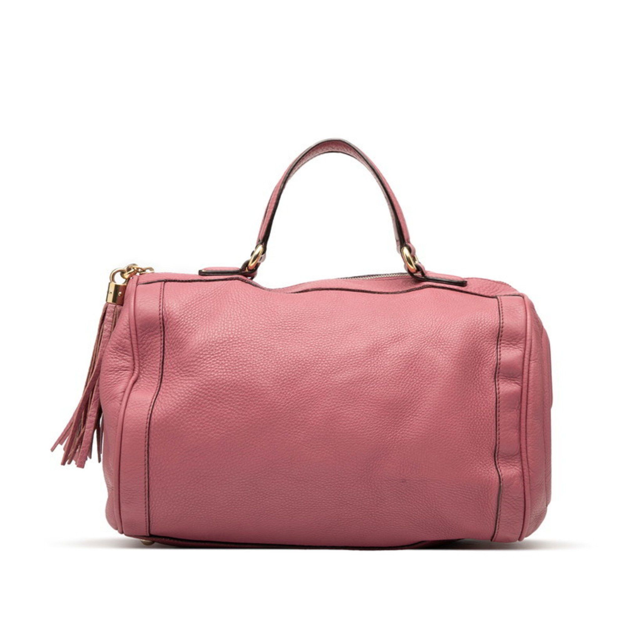Gucci Soho Interlocking G Mini Boston Bag Handbag 282302 Pink Leather Women's GUCCI
