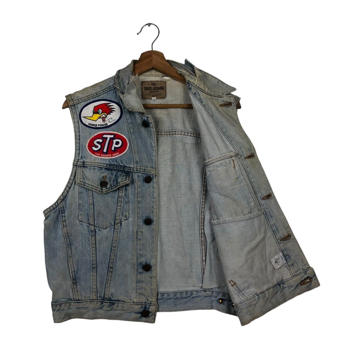 Japanese Brand 🔥DISTRESSED DENIM TANK TOP SLEEVELESS BIG JOHN USA PATCHES Size US M / EU 48-50 / 2 - 18 Thumbnail