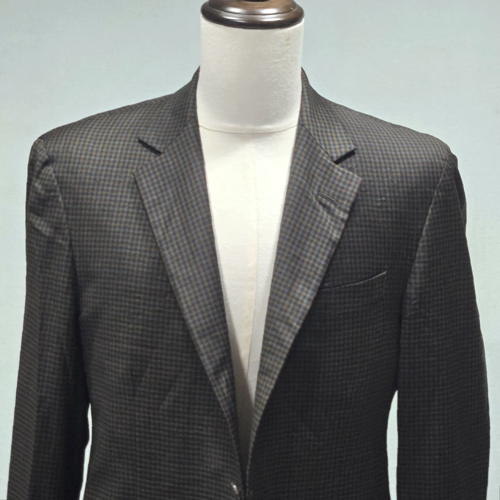 Robert Talbott Robert Talbott Blazer Wool Carmel Jacket Mens Size 40R Check Vintage Two-Button Front Shawl Lined Double-Vented Carded Pattern Brown Men Size 40R - 4 Thumbnail