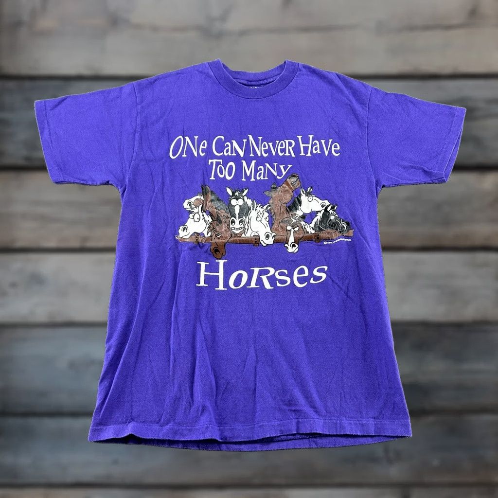 Hanes VINTAGE Hanes Horses Shirt Men M Purple 90s Graphic Print Swoosh Logo Check Reflective Funny T-Shirt Size M Mens Size US M / EU 48-50 / 2 - 1 Thumbnail