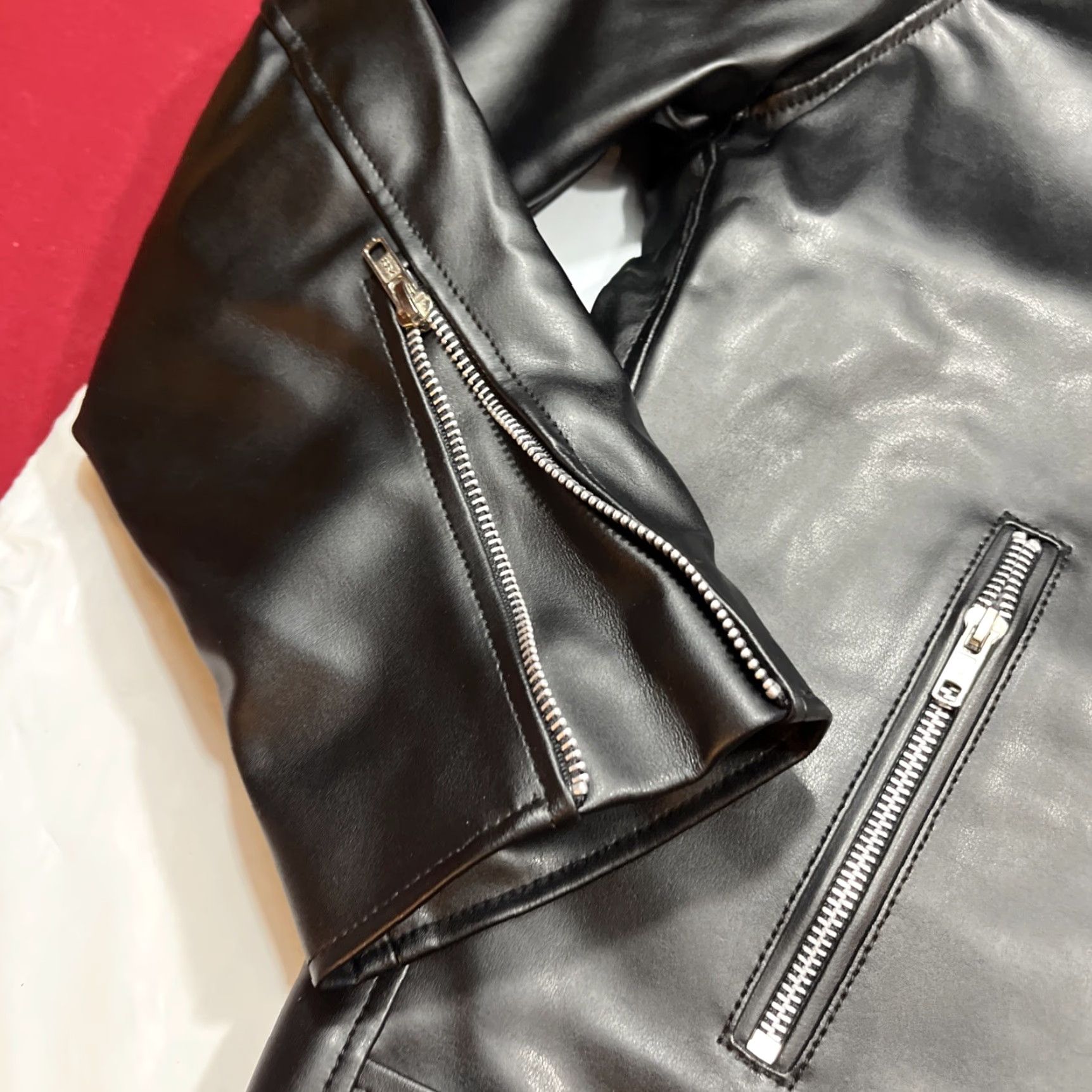 Vintage VINTAGE Motorcycle Jacket Mens 2XL Black Faux Leather Moto Biker Zip Pockets FADCLOSET Size US XXL / EU 58 / 5 - 6 Thumbnail
