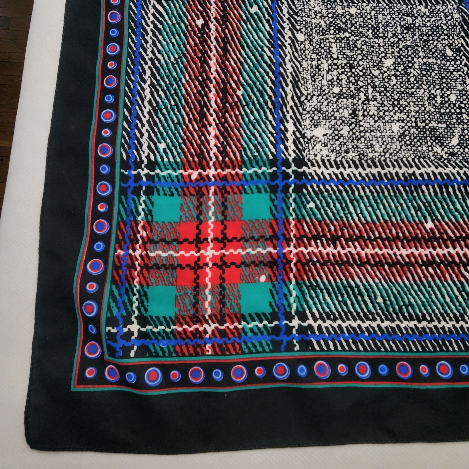 Other Vintage Glentex Plaid Polka Dot Scarf Made in Italy Purse Size ONE SIZE - 4 Thumbnail