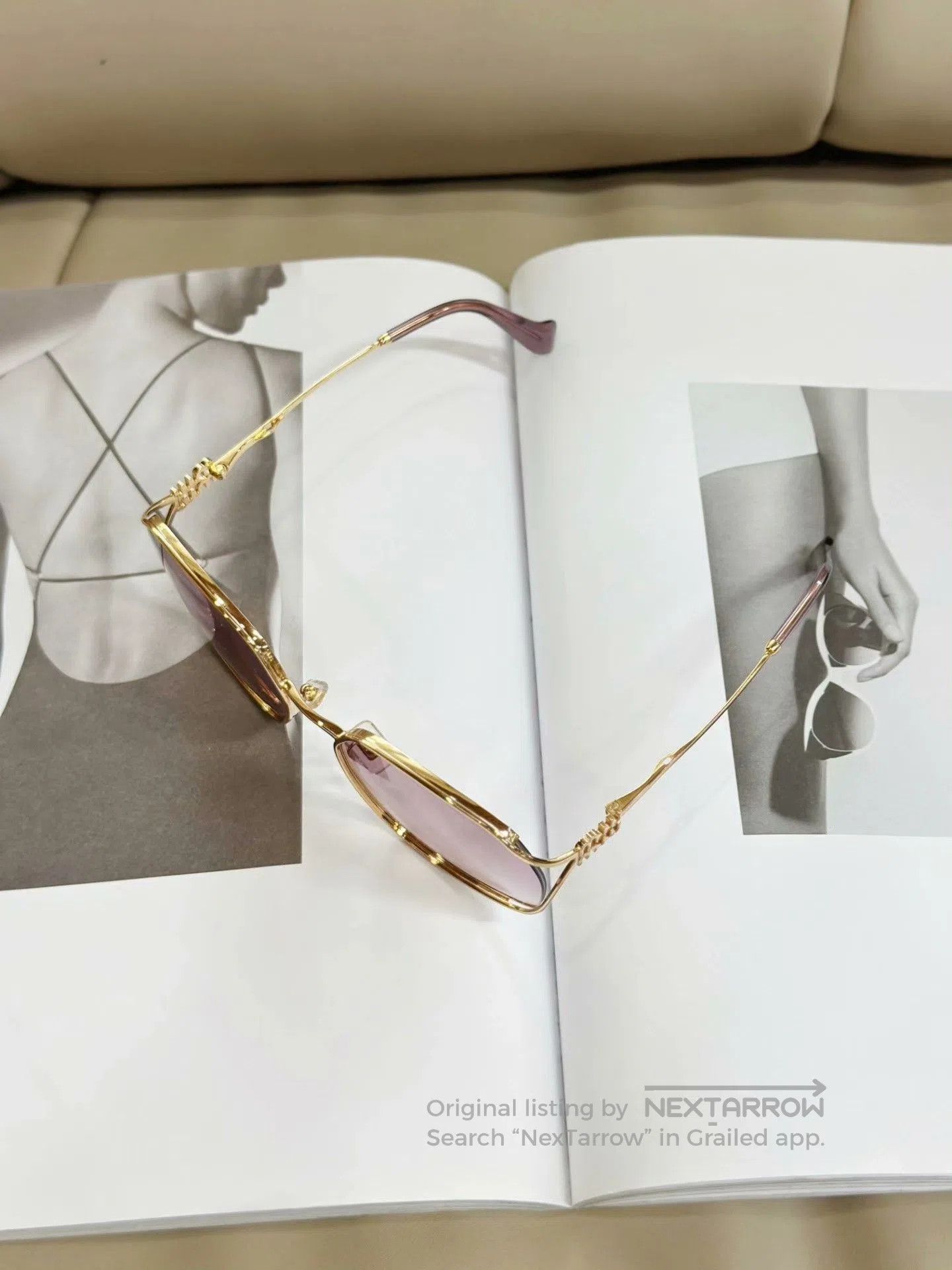 Miu Miu MIUMIU Gold Square-Round Oversized Sunglasses. Size ONE SIZE - 4 Thumbnail