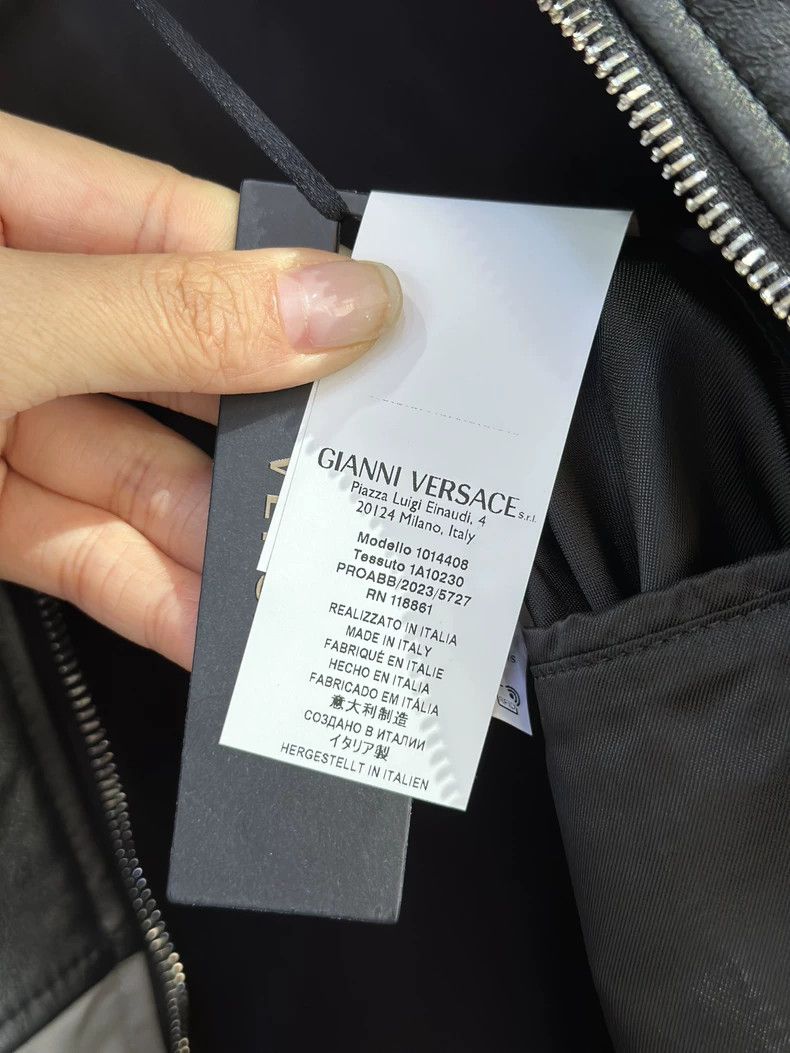 Versace Versace Men's patchwork jacket long-sleeved jacket leather Size US L / EU 52-54 / 3 - 6 Thumbnail