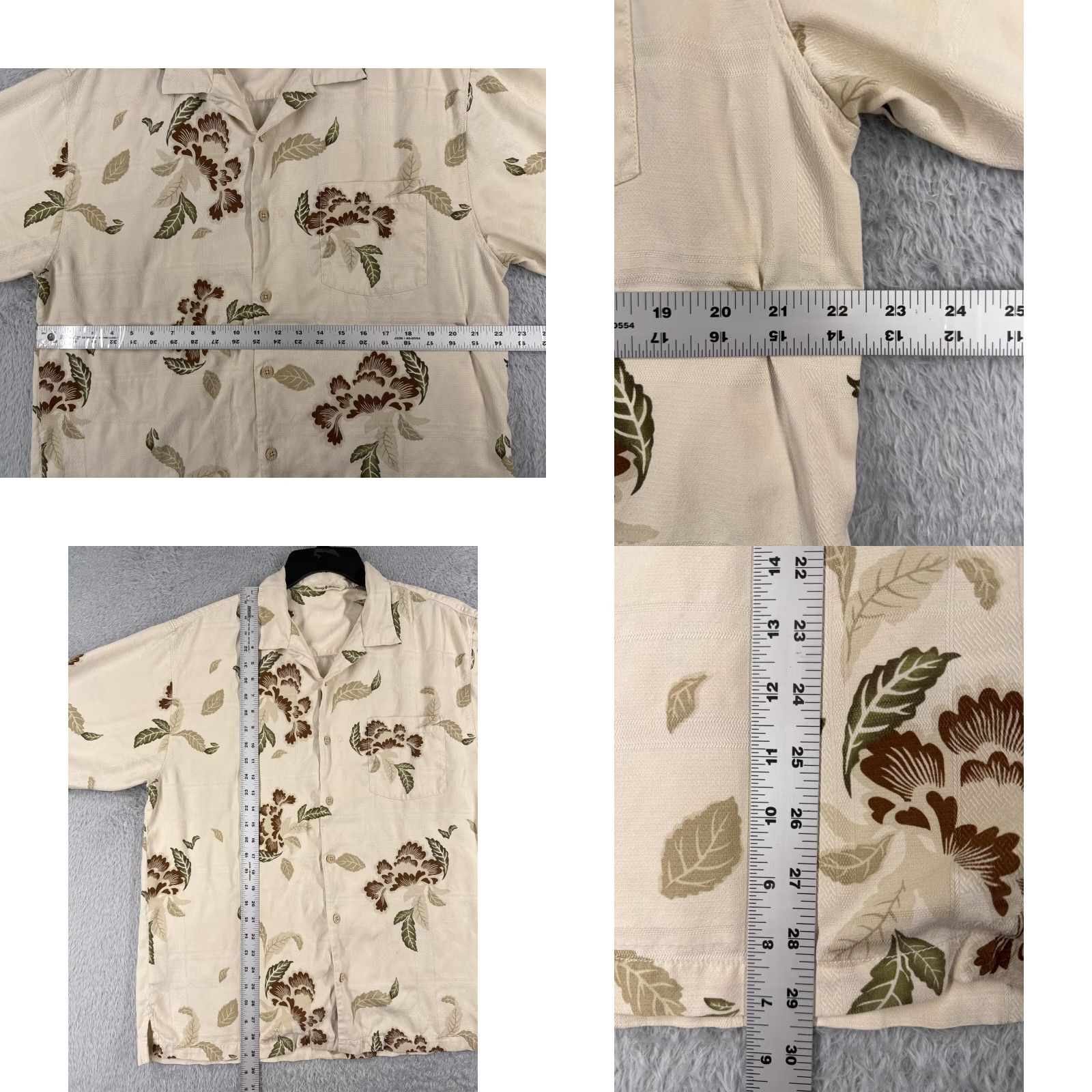 Tommy Bahama Tommy Bahama Shirt Men Large Beige Leaf Pattern Button Up Hawaiian Silk 100% Silk Dressy Casual Villa Resort Beachwear Button-Up Mens Size US L / EU 52-54 / 3 - 8 Thumbnail