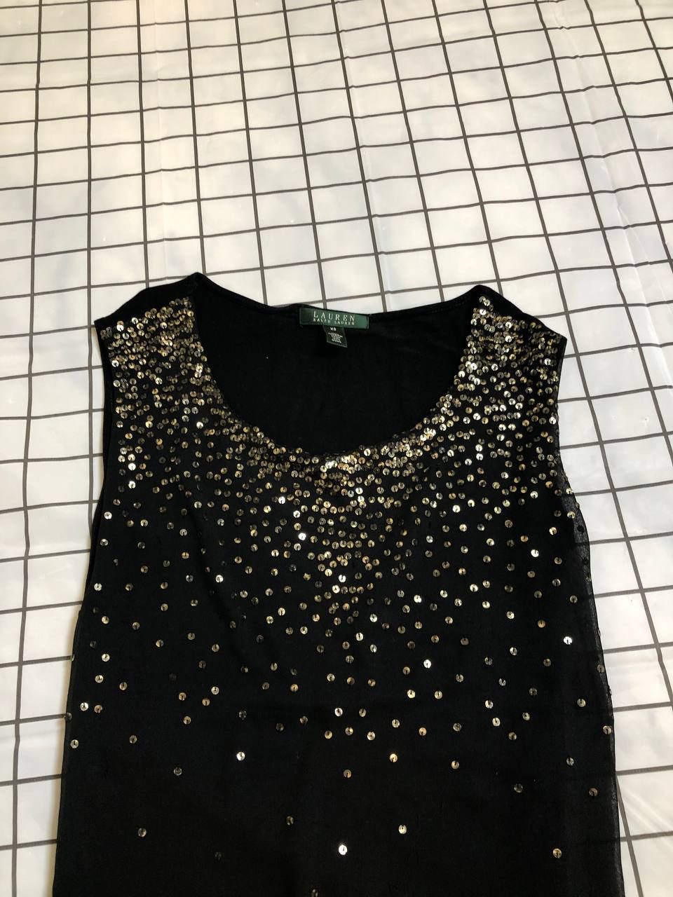 Polo Ralph Lauren LAUREN RALPH LAUREN BLACK VINTAGE GOLD SEQUIN BLOUSE Size XS / US 0-2 / IT 36-38 - 2 Thumbnail