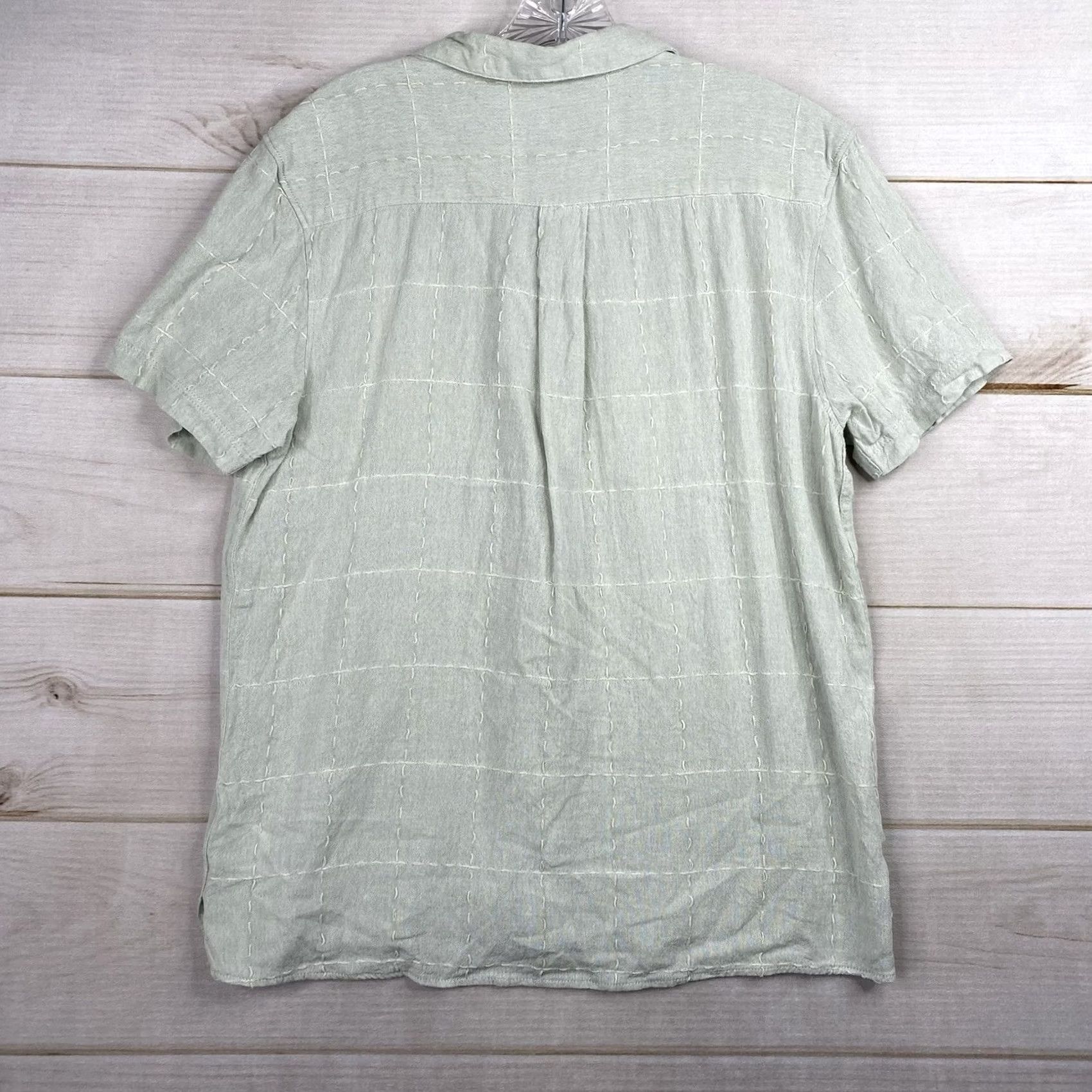 Ike Behar IKE BEHAR Linen Blend Shirt Men L Green Embroidered Button Up Casual Beach Shirt Size US L / EU 52-54 / 3 - 8 Thumbnail