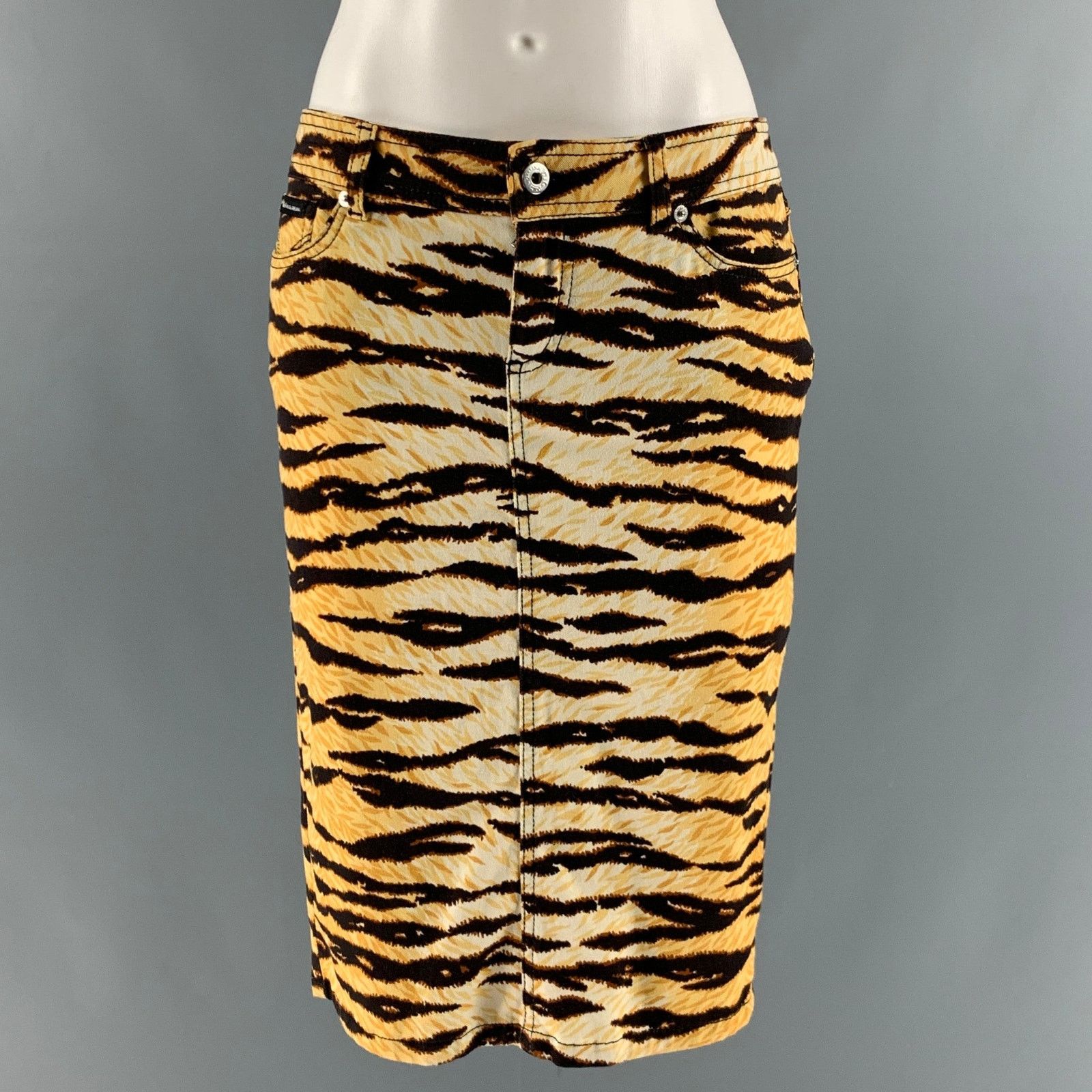 Dolce & Gabbana D&G Size XS Brown Gold Cotton Blend Skirt Sets Size 26" / US 2 / IT 38 - 5 Thumbnail