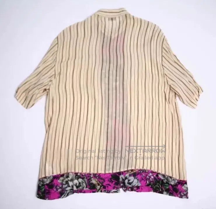 Dries Van Noten Striped & Floral Panel Short Sleeve Button. Size US S / EU 44-46 / 1 - 2 Thumbnail