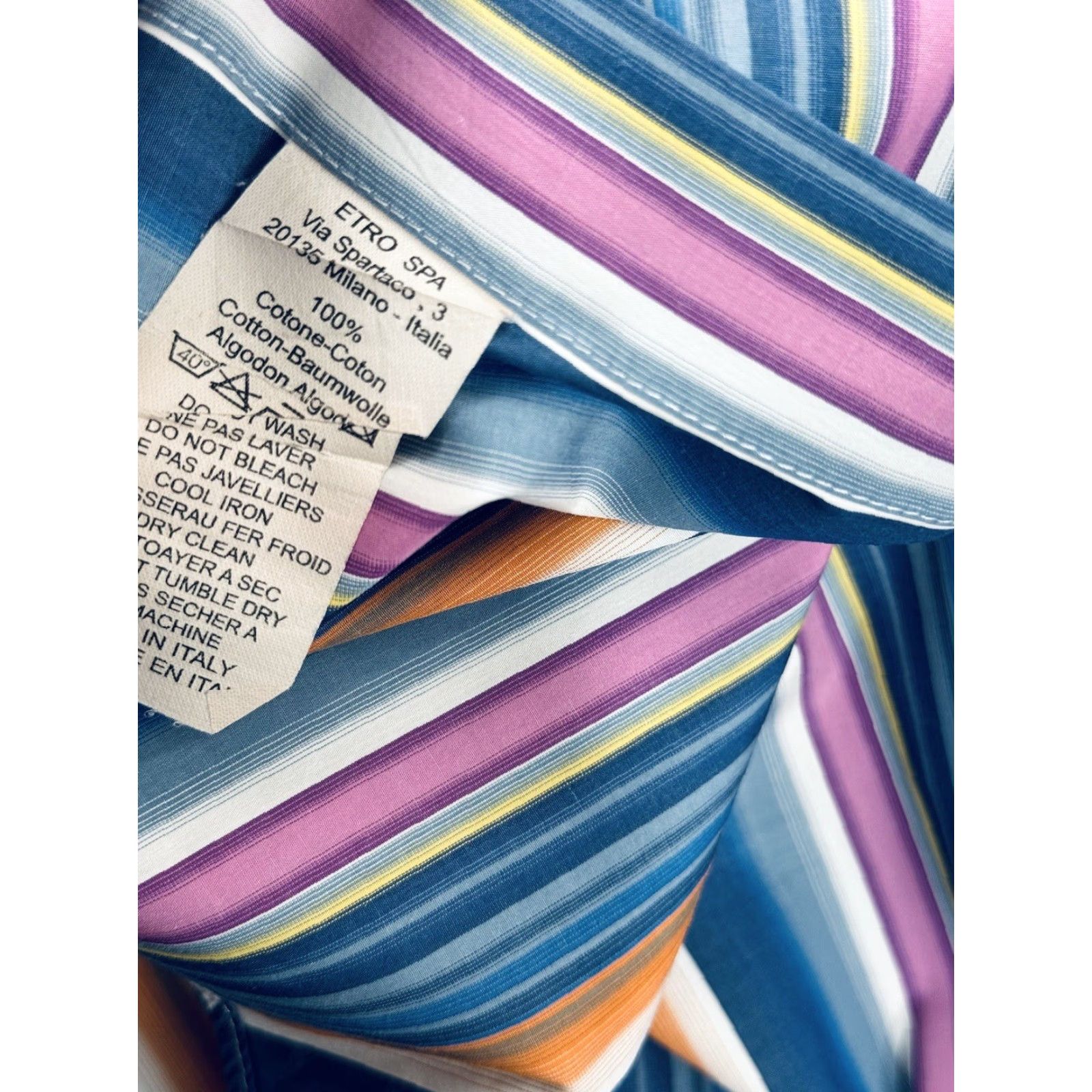Etro ETRO Shirt Mens 42 Colorful Striped Button-Up Long Sleeve Multicolor 90s Theme Size US XL / EU 56 / 4 - 5 Thumbnail