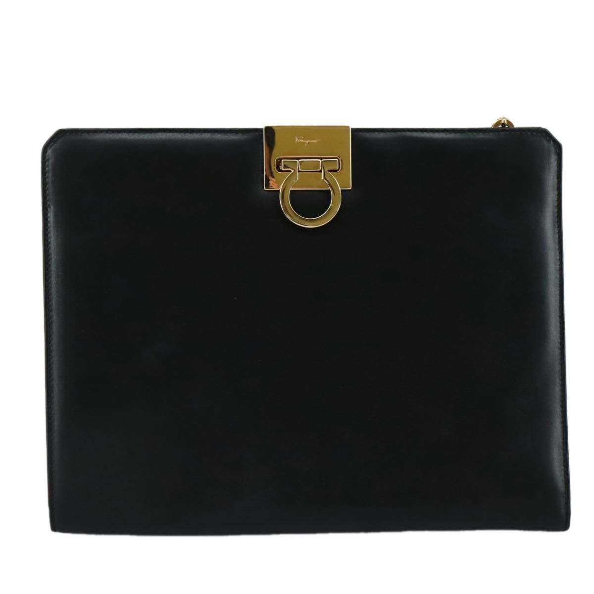 Salvatore Ferragamo Gancini Black Leather Shoulder Bag (Pre-Owned) Size ONE SIZE - 1 Thumbnail