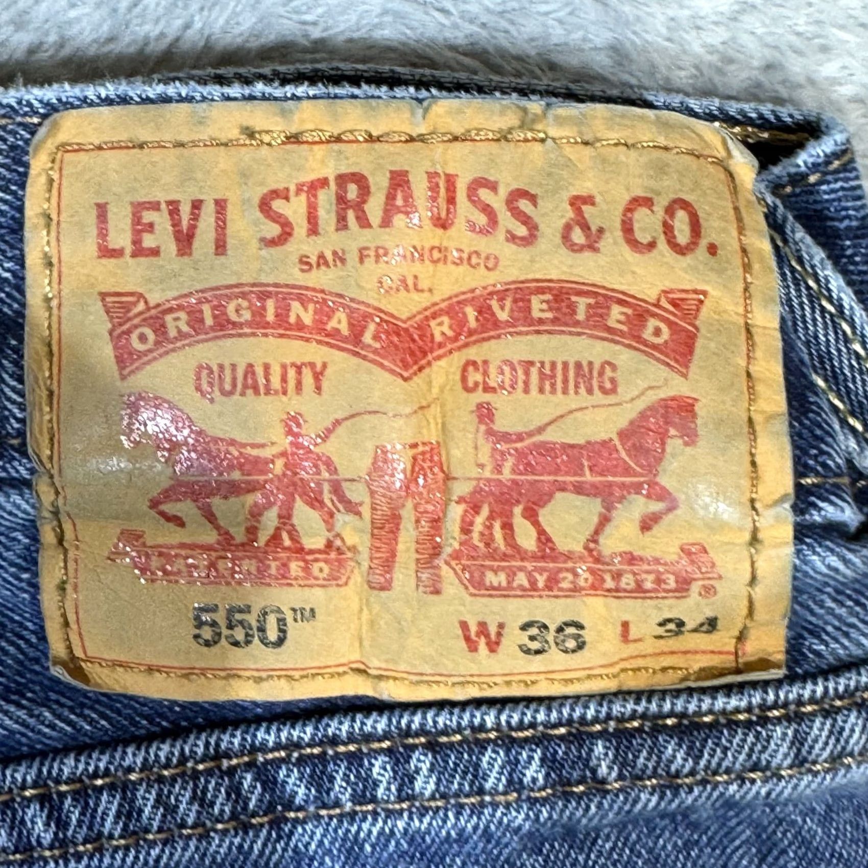 Levi's Levi's 550 Jeans Mens 36x34 Blue Denim Relaxed Fit Tapered Leg Mid Rise Zip Fly Size US 36 / EU 52 - 4 Thumbnail