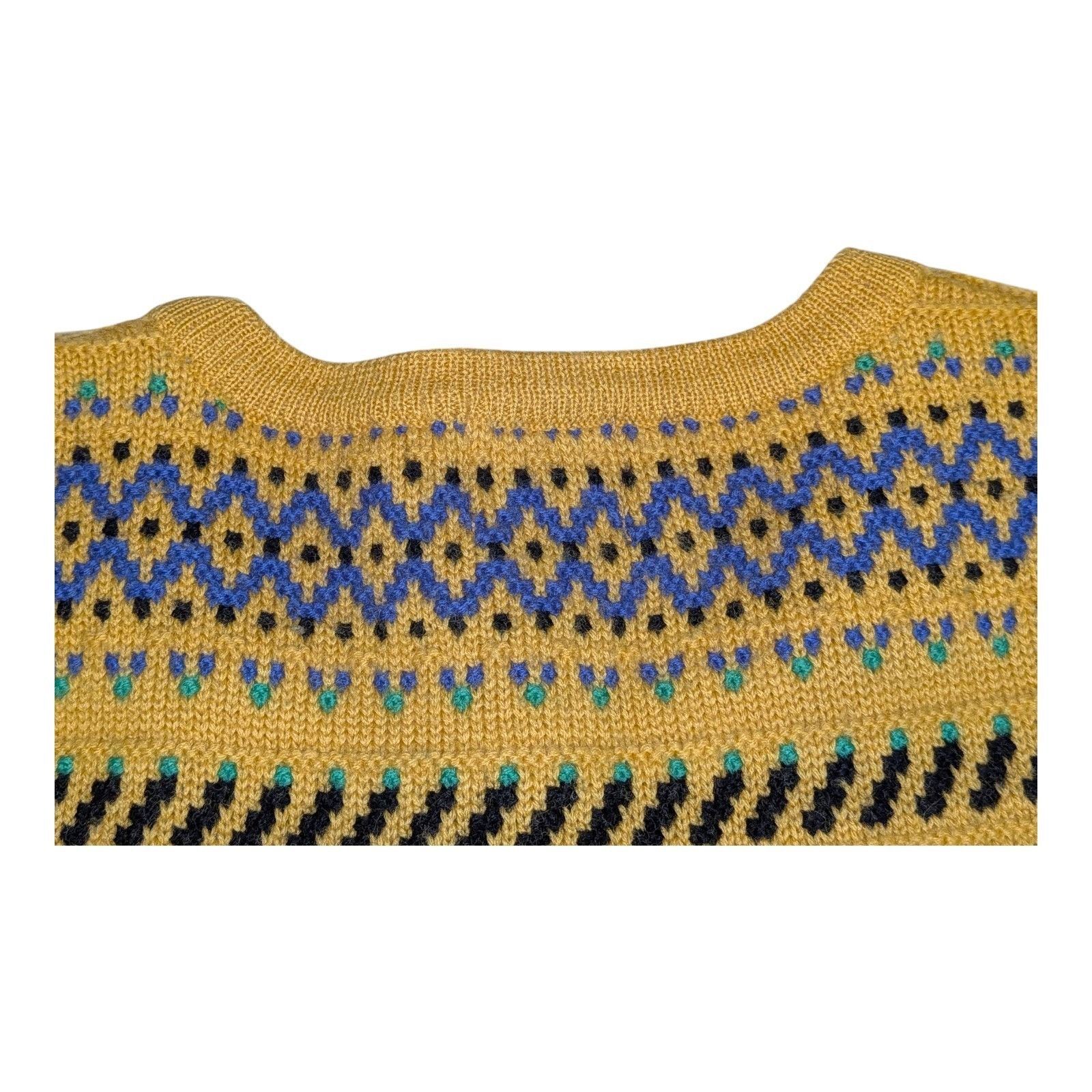 Kenzo Vintage Kenzo Club Fair Isle Sweater Mustard Yellow Blue Geo Size US M / EU 48-50 / 2 - 6 Thumbnail