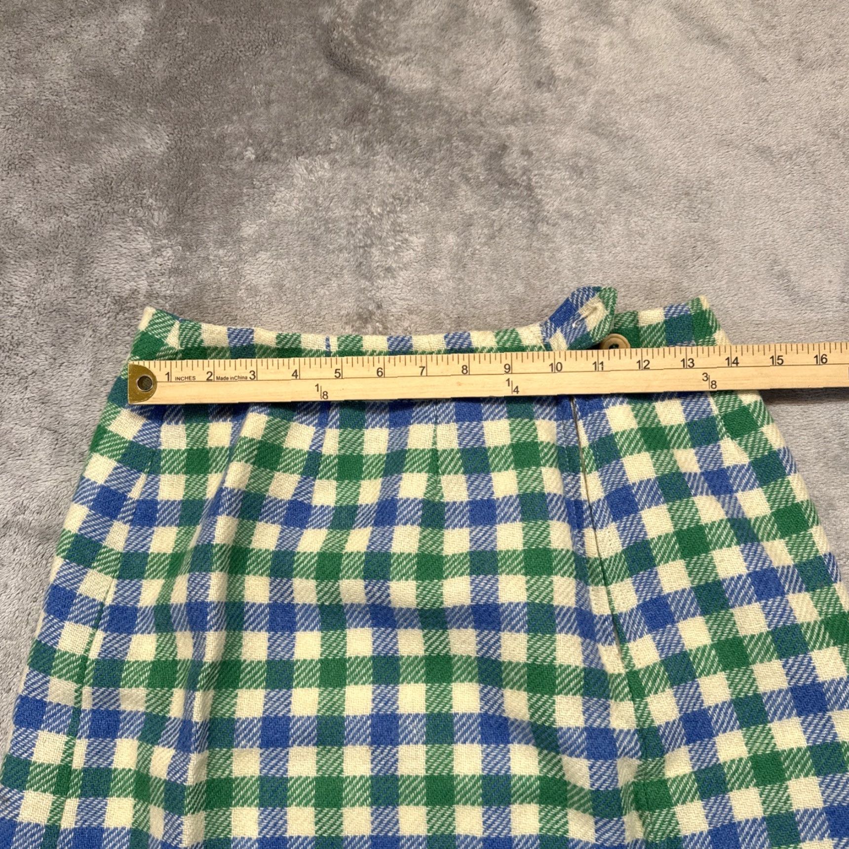 Vintage VINTAGE DEANS Of Scotland Wool Plaid Skirt Womens Size 12 Green Blue Tweed Pleated Short Lined Fall Winter Shetland Size 34" / US 12 / IT 48 - 3 Thumbnail