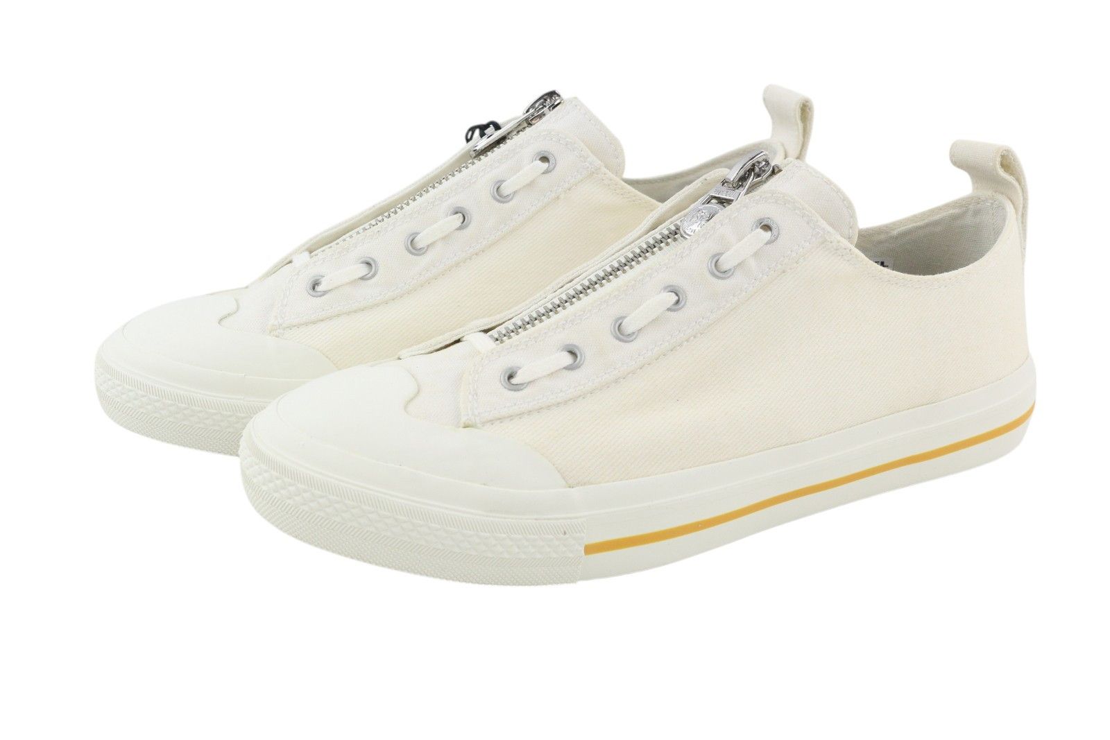 Diesel S-ASTICO L ZIP EU44.5 White Almond Toe Low Top 41109 Size US 11.5 / EU 44-45 - 4 Thumbnail