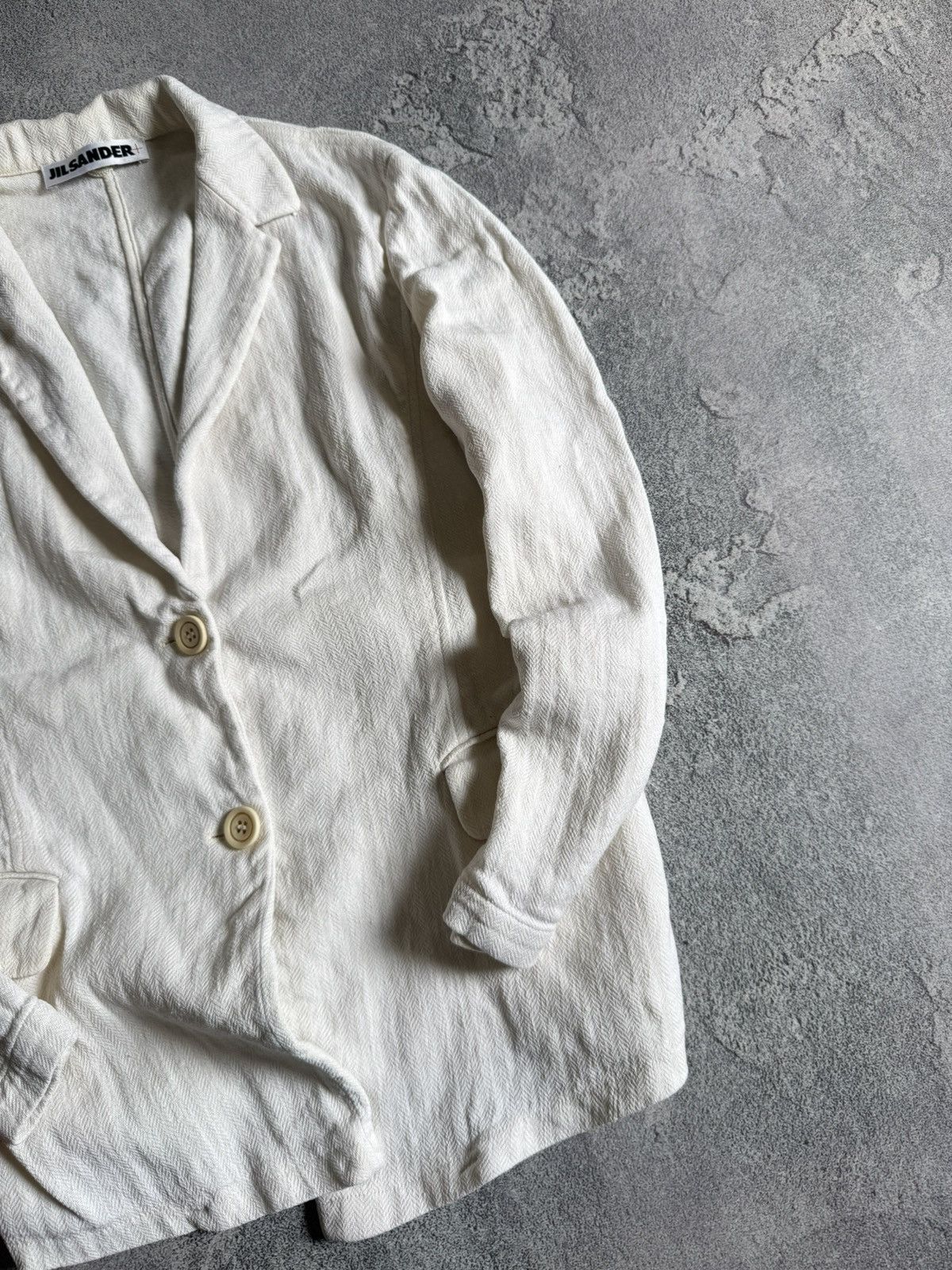Designer Jil Sander 36 linen button up vintage blazer jacket retro Size S / US 4 / IT 40 - 4 Thumbnail