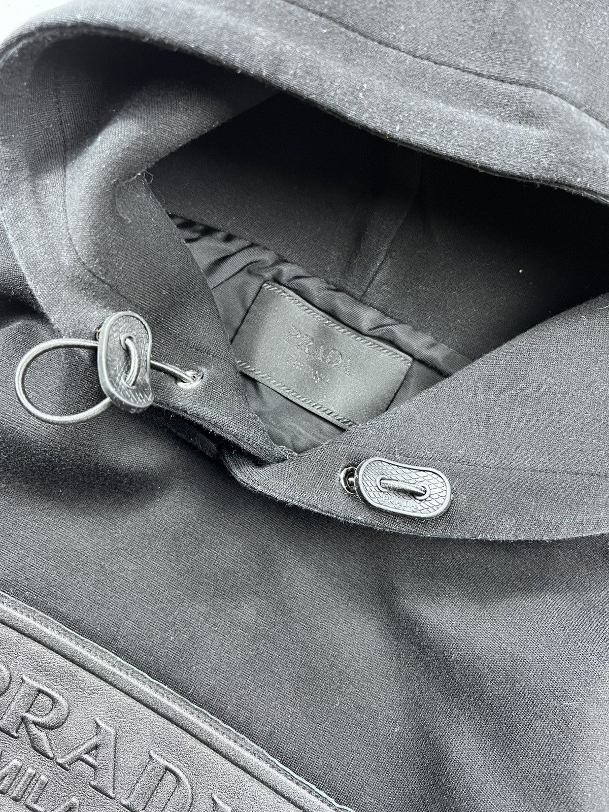 Prada SS22 Prada Logo Leather Patch Hoodie Size M Size US M / EU 48-50 / 2 - 7 Thumbnail