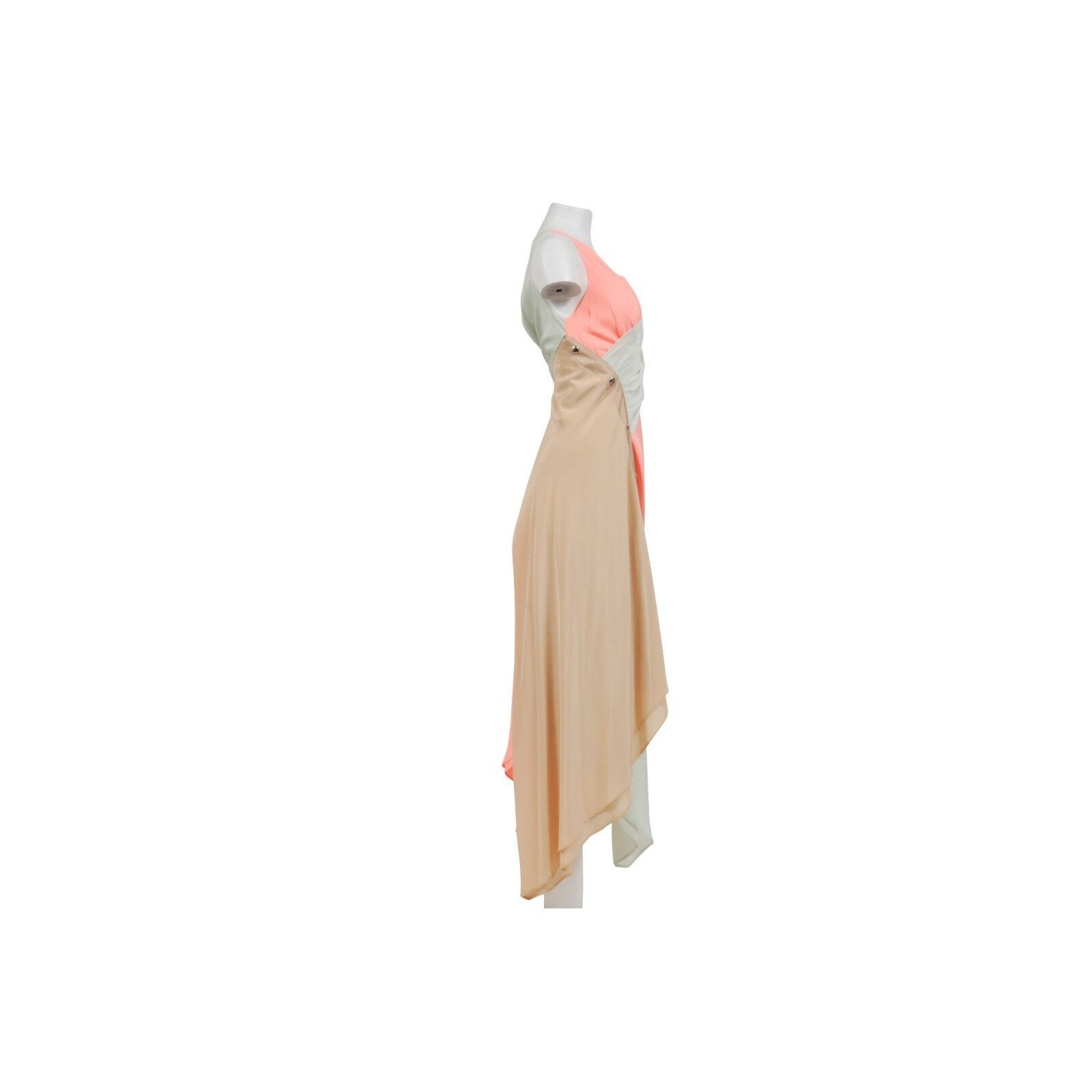Sies Marjan Asymmetric Runway Dress Orange Green Tan Size S / US 4 / IT 40 - 5 Thumbnail