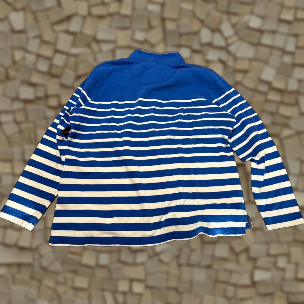 Vintage L.L. Bean Shirt Women's Large Petite Blue White Striped Long Sleeve 1/4 Button Size L / US 10 / IT 46 - 1 Thumbnail