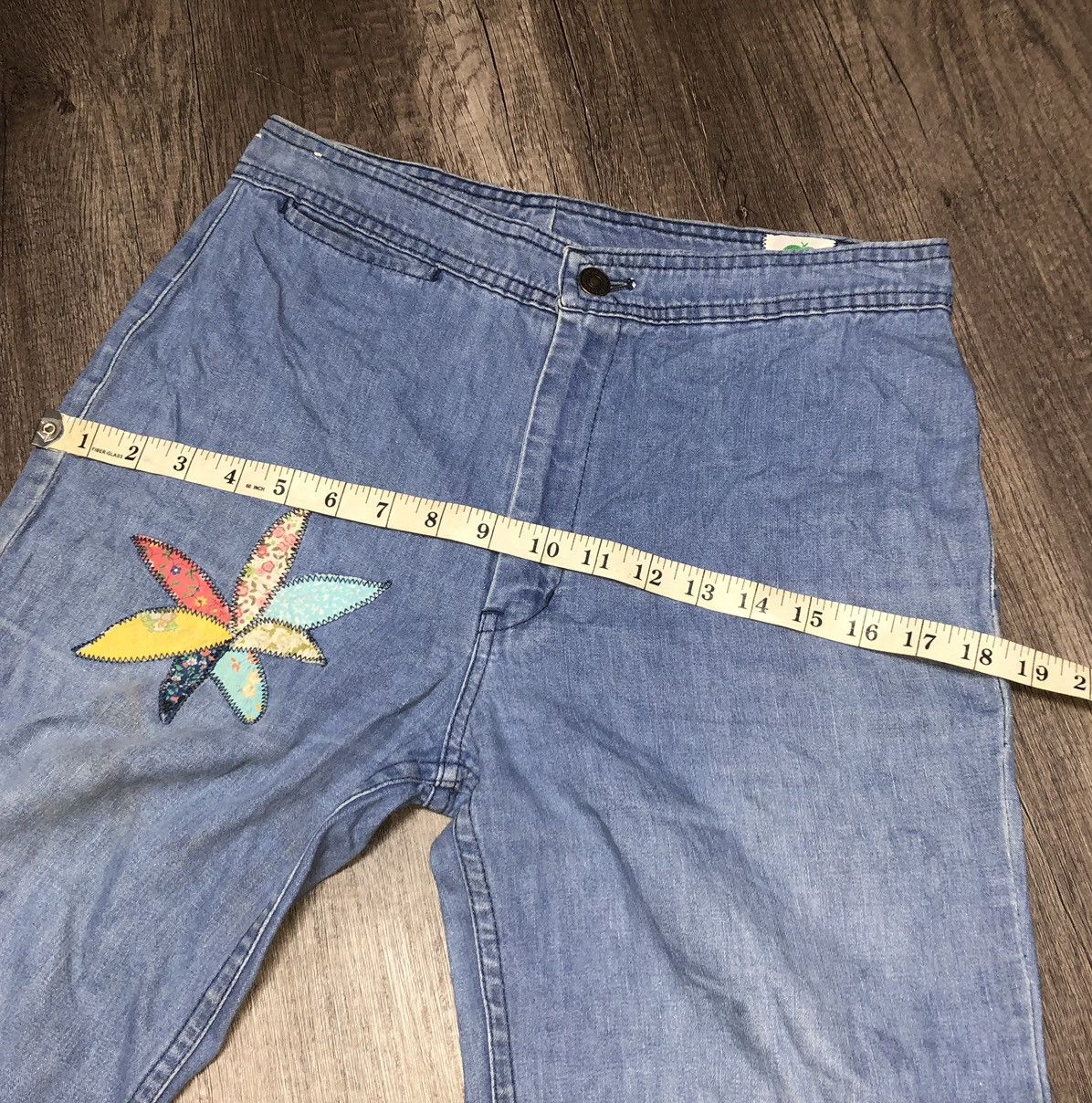 Hysteric Glamour × Vintage Vintage Miss Texwood Flared Jeans Flower Patches Design Size 29" - 22 Thumbnail