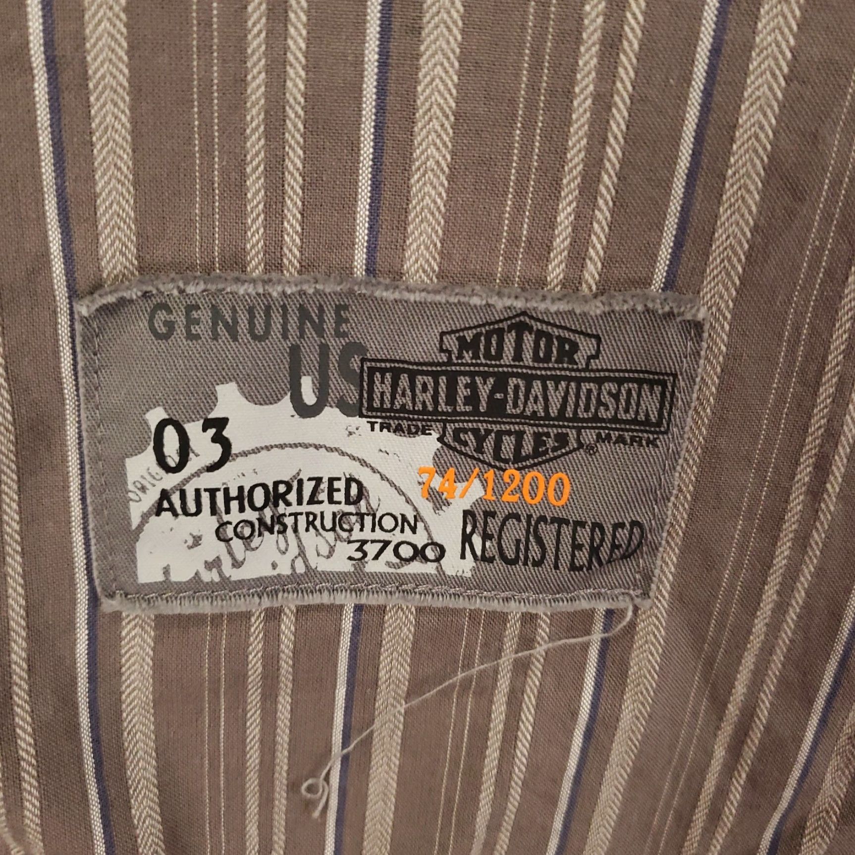 Harley Davidson Harley-Davidson Shirt Mens L Gray Striped Button-Up Embroidered Cotton Long Sleeve USA Size US L / EU 52-54 / 3 - 3 Thumbnail