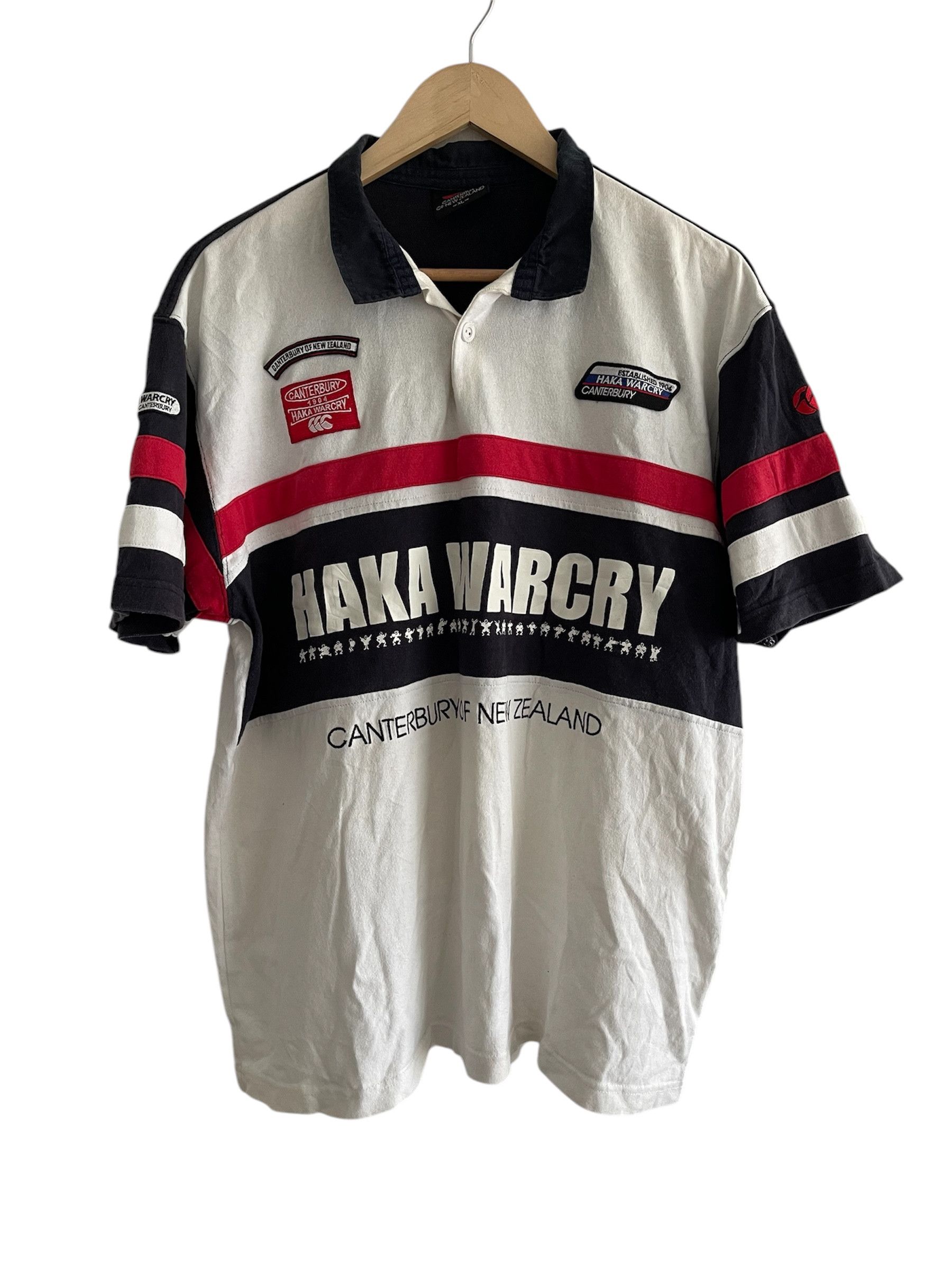 Canterbury of New Zealand × Vintage Vintage Canterbury Haka War Cry Rugby Shirt Size US XL / EU 56 / 4 - 1 Thumbnail