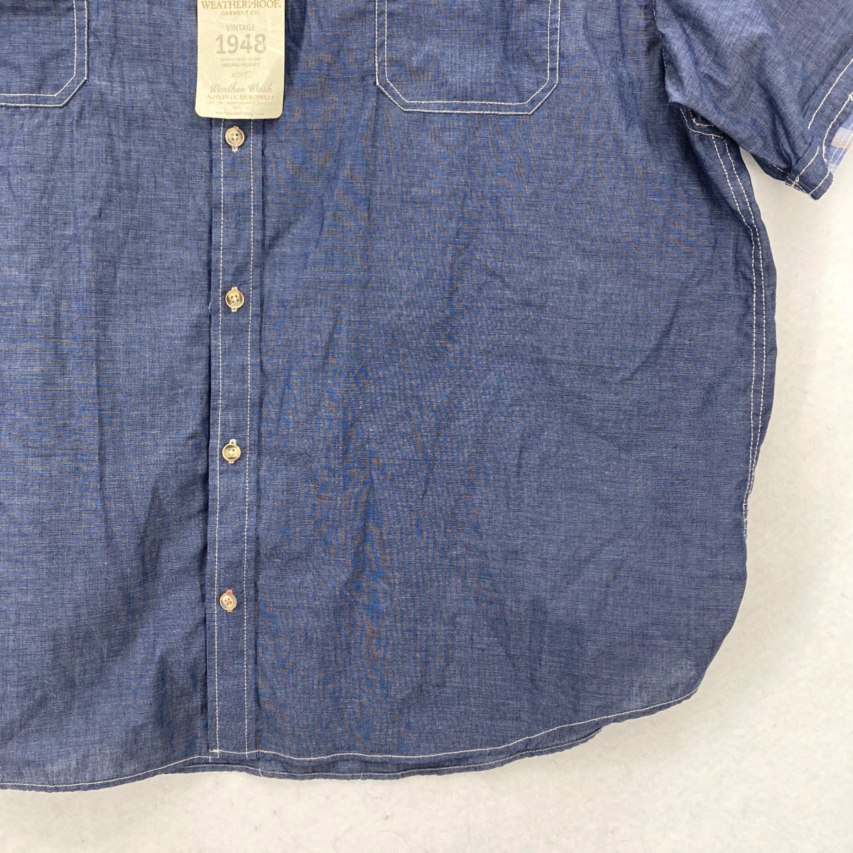 Weatherproof Weatherproof Shirt Mens 3XL Navy Blue Short Sleeve Button Up Pockets Vintage Style Classic Weatherproof Vintage branding Size US XXL / EU 58 / 5 - 3 Thumbnail