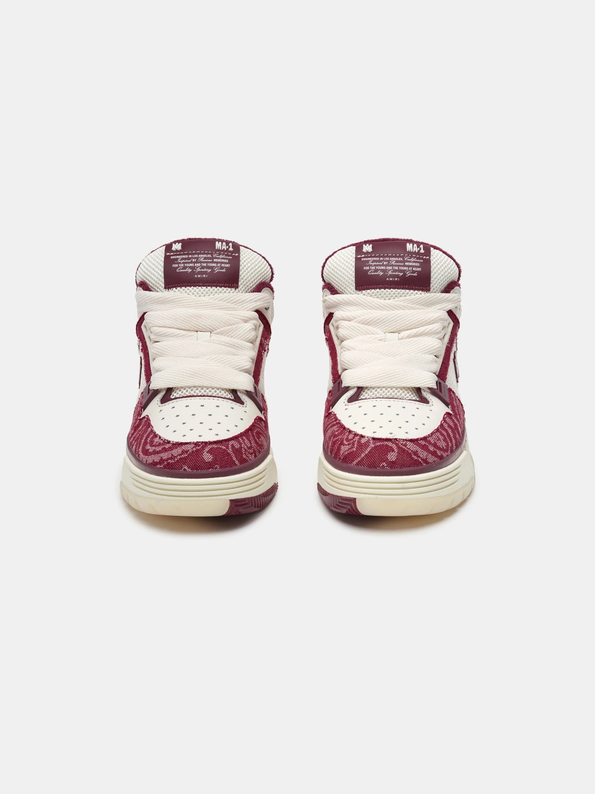 Amiri o1s1wg110925 Bandana Denim MA-1 Sneakers in Burgundy/White Size US 11 / EU 44 - 3 Thumbnail