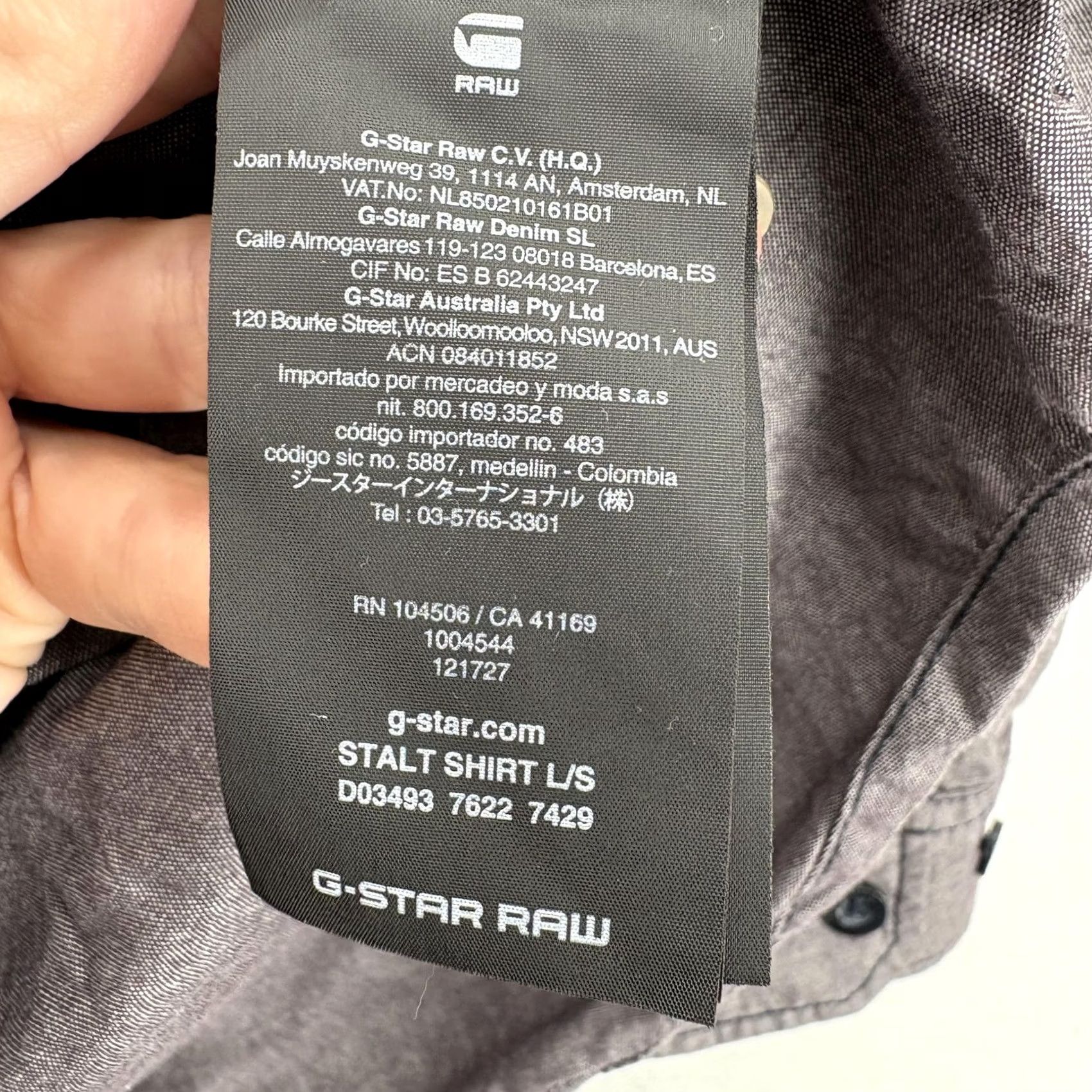 Vintage G-Star RAW Shirt Mens M Gray Solid Button Up Long Sleeve Casual 90s Grunge Cotton Leather Pockets Carded Vintage No Size US M / EU 48-50 / 2 - 6 Thumbnail