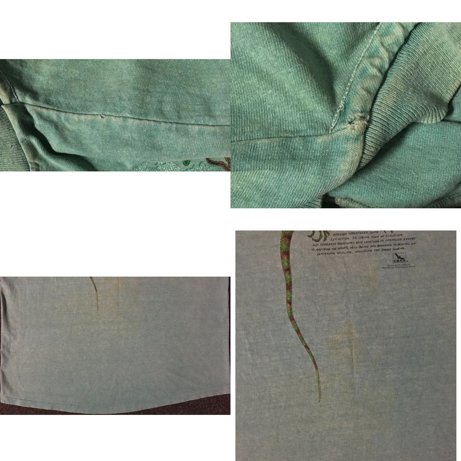 Vintage VINTAGE Iguana T-Shirt XL Green Boxy Men Regular Single Stitch 90s Distressed All Over Print Beach Grunge Animals Art Nature USA Animated Lizard Size US XL / EU 56 / 4 - 10 Thumbnail