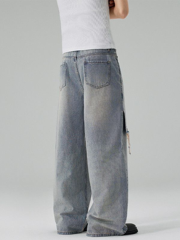 Vintage American high street ripped straight leg loose jeans Size US 32 / EU 48 - 5 Thumbnail