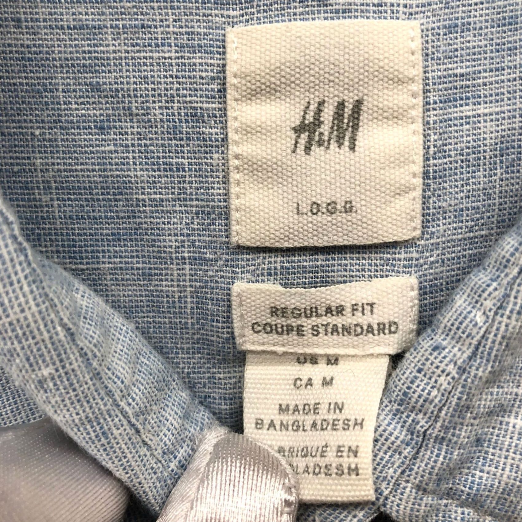 H&M H&M Cotton Linen Shirt Mens M Short Sleeve Button Up Light Blue Heather Size US M / EU 48-50 / 2 - 5 Thumbnail