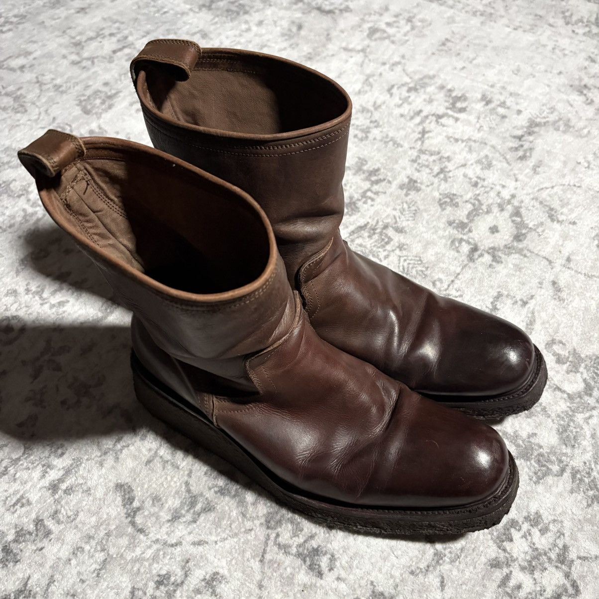 GOA GOA Pull On Leather Engineer Boots Crepe Sole Brown Size US 9.5 / EU 42-43 - 1 Thumbnail
