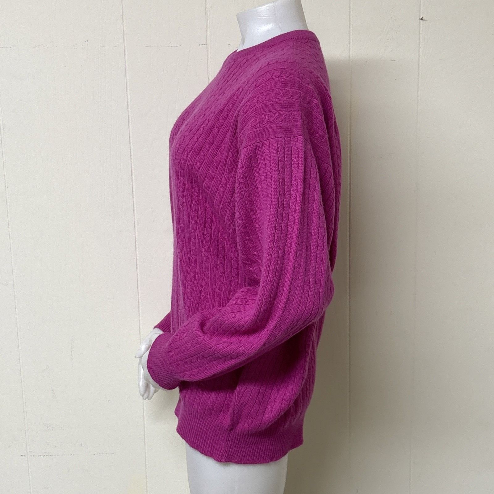 Lyle & Scott Lyle & Scott Cashmere Sweater Womens XL Fuchsia Cable Knit P Size XL / US 12-14 / IT 48-50 - 3 Thumbnail