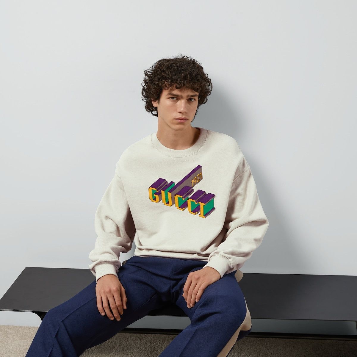 Gucci o1mt1gz0325 Cotton Jersey Sweatshirt With Print in Ivory Size US S / EU 44-46 / 1 - 5 Thumbnail