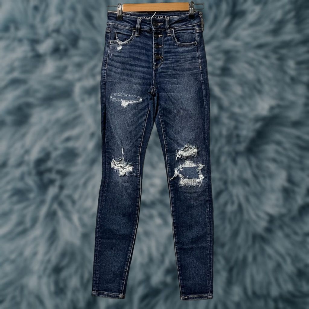 American Eagle Outfitters American Eagle Outfitters Jegging Jeans - Hi-Rise, Regular, Size 4, Stretch, Blue, Denim, Women Size 27" / US 4 / IT 40 - 1 Thumbnail