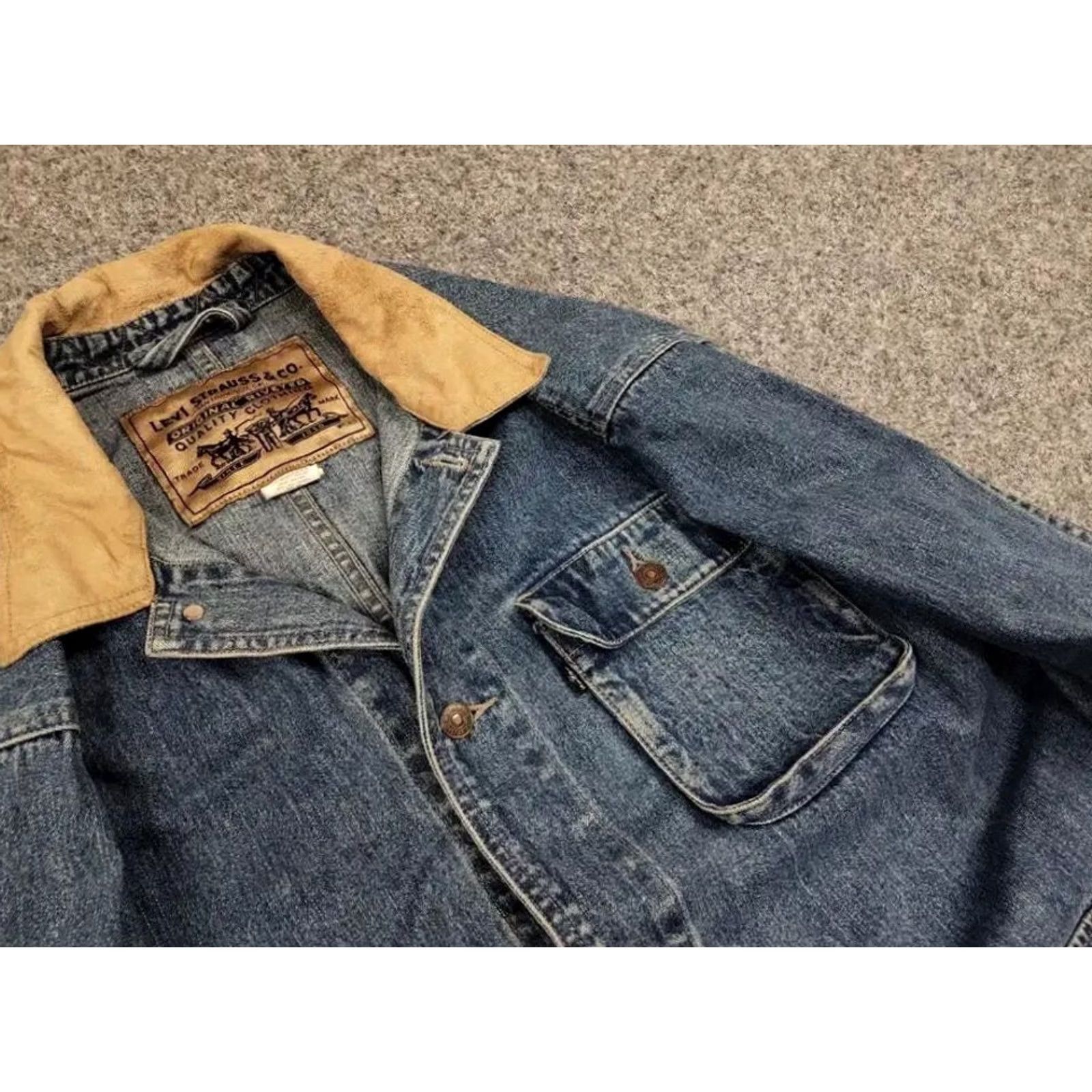 Levi's VINTAGE Levi's Coverall Denim Jacket XL Blue 90s Vintage Style Workwear Mens Jacket Size US 36 / EU 52 - 3 Thumbnail