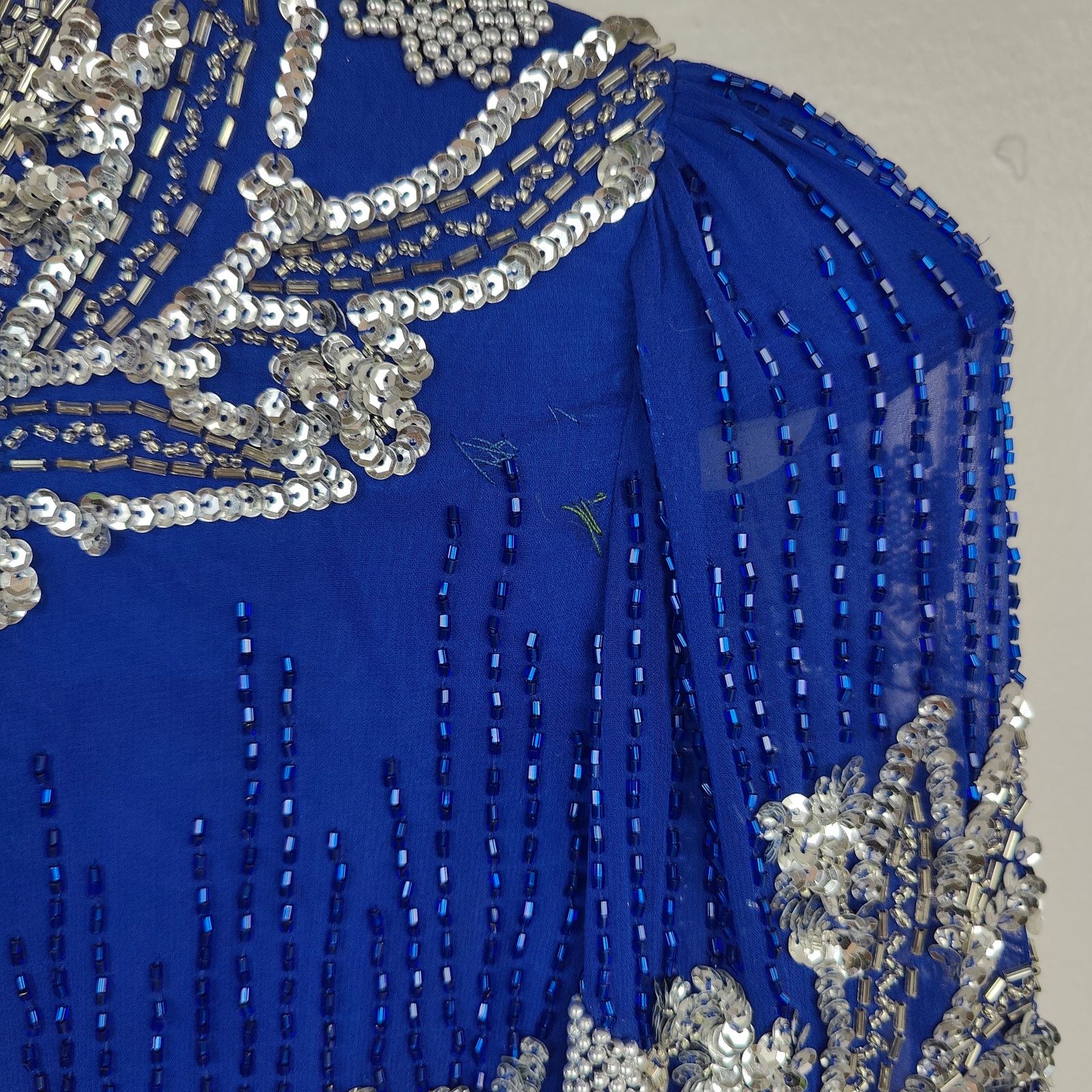 Other Vintage Nite Line I.Magnin Silk Beaded Top Womens 14 Blue Size XL / US 12-14 / IT 48-50 - 6 Thumbnail