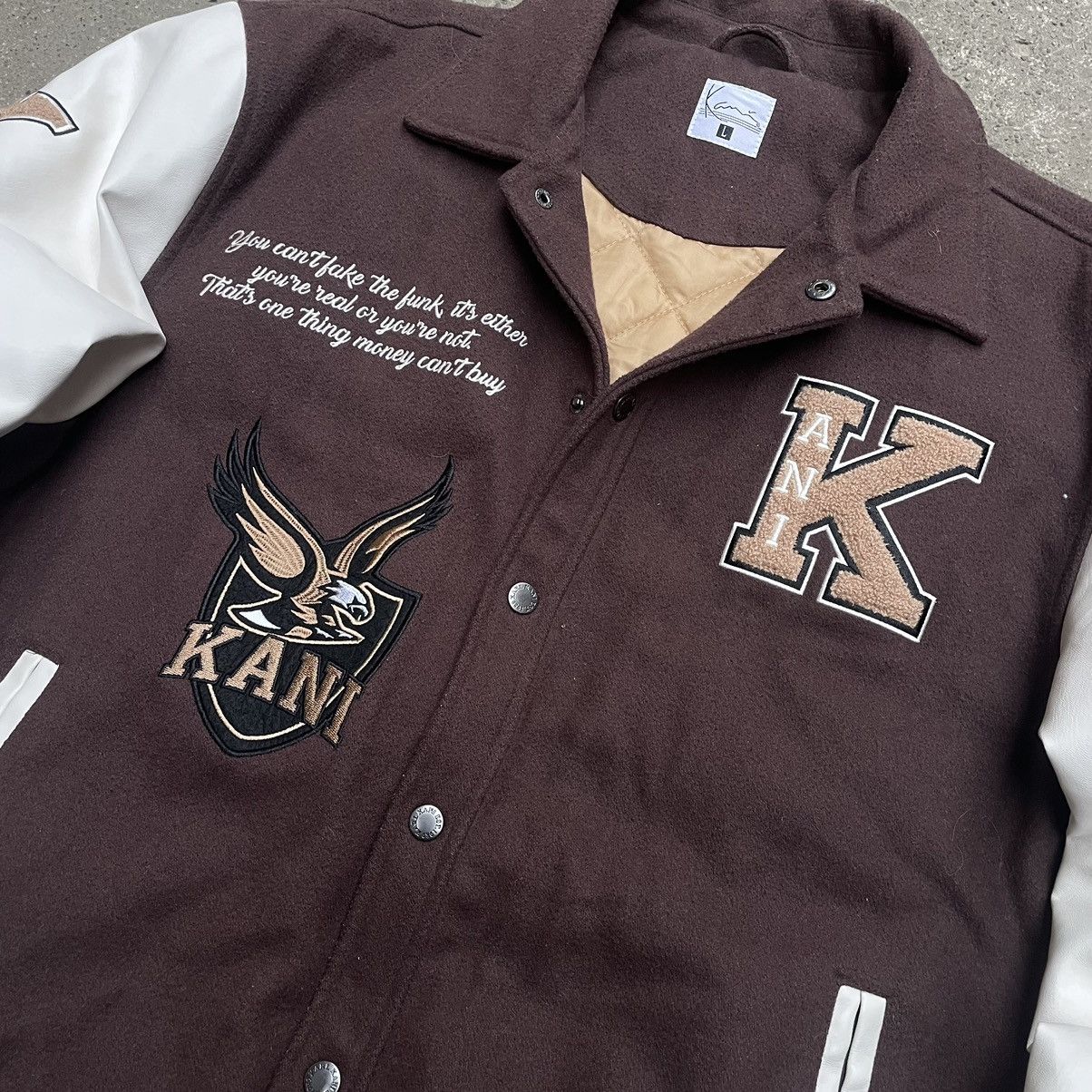 Karl Kani × Vintage Vintage Karl Kani Big Logo Varsity Bomber Jacket Size US L / EU 52-54 / 3 - 8 Thumbnail